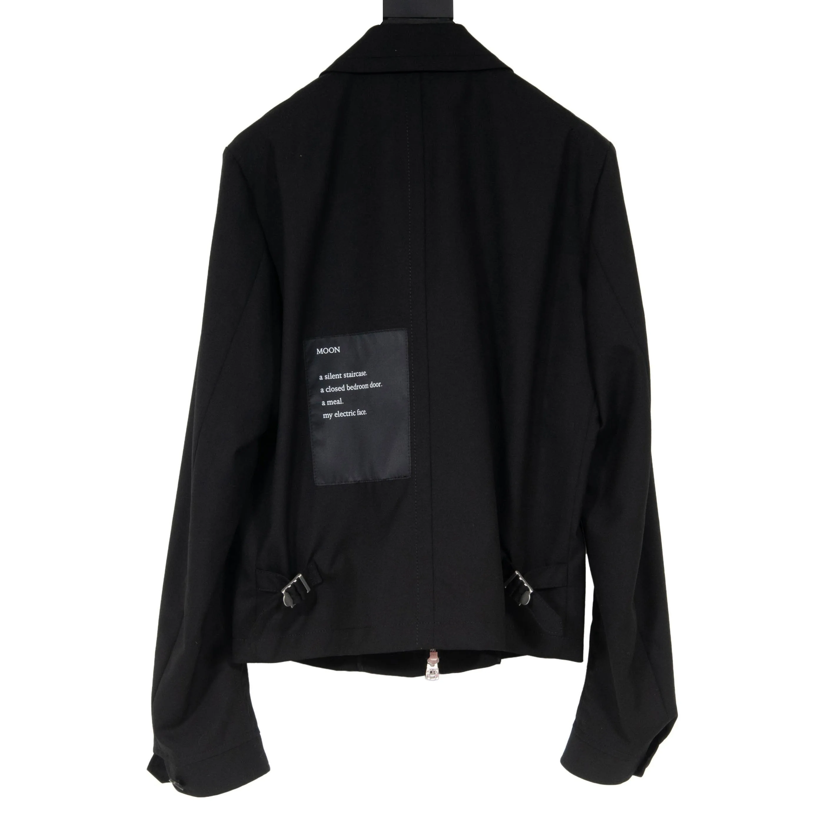 Lightweight Collared Black Nylon Wool Bondage Jacket