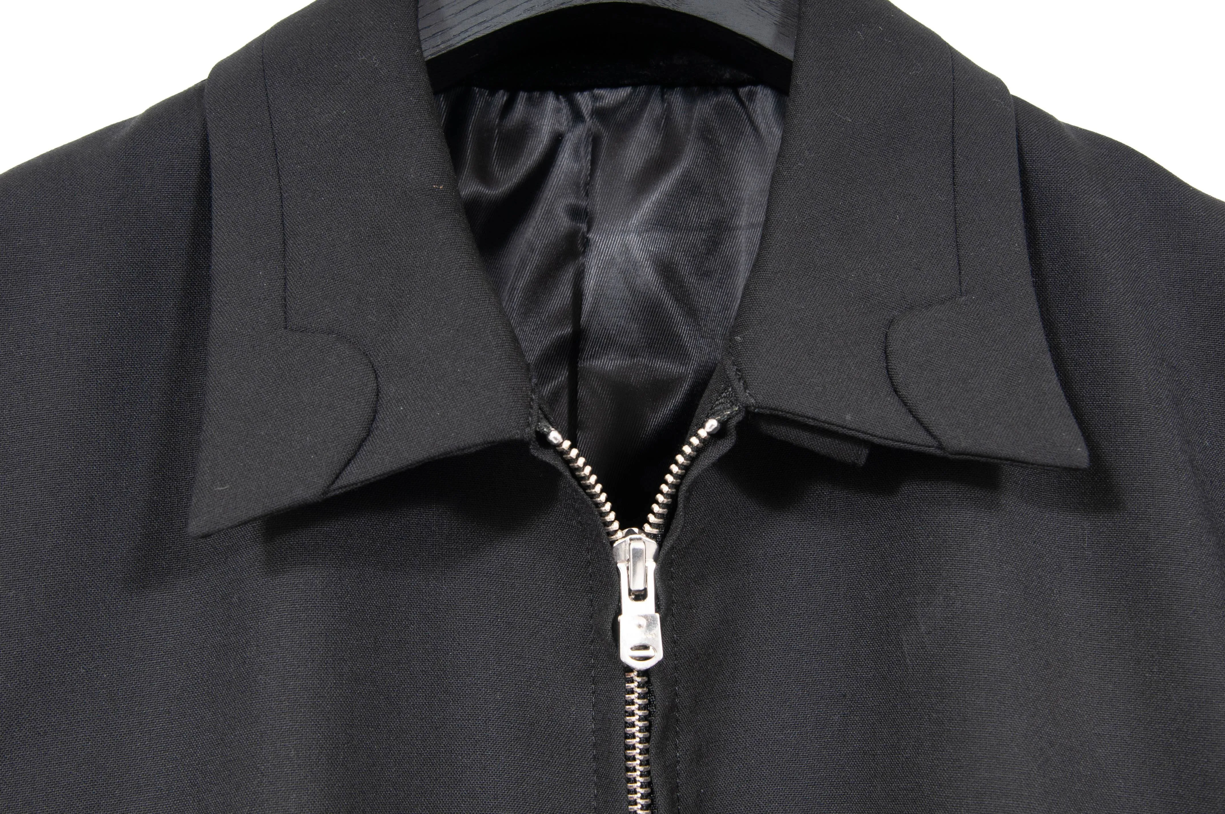 Lightweight Collared Black Nylon Wool Bondage Jacket