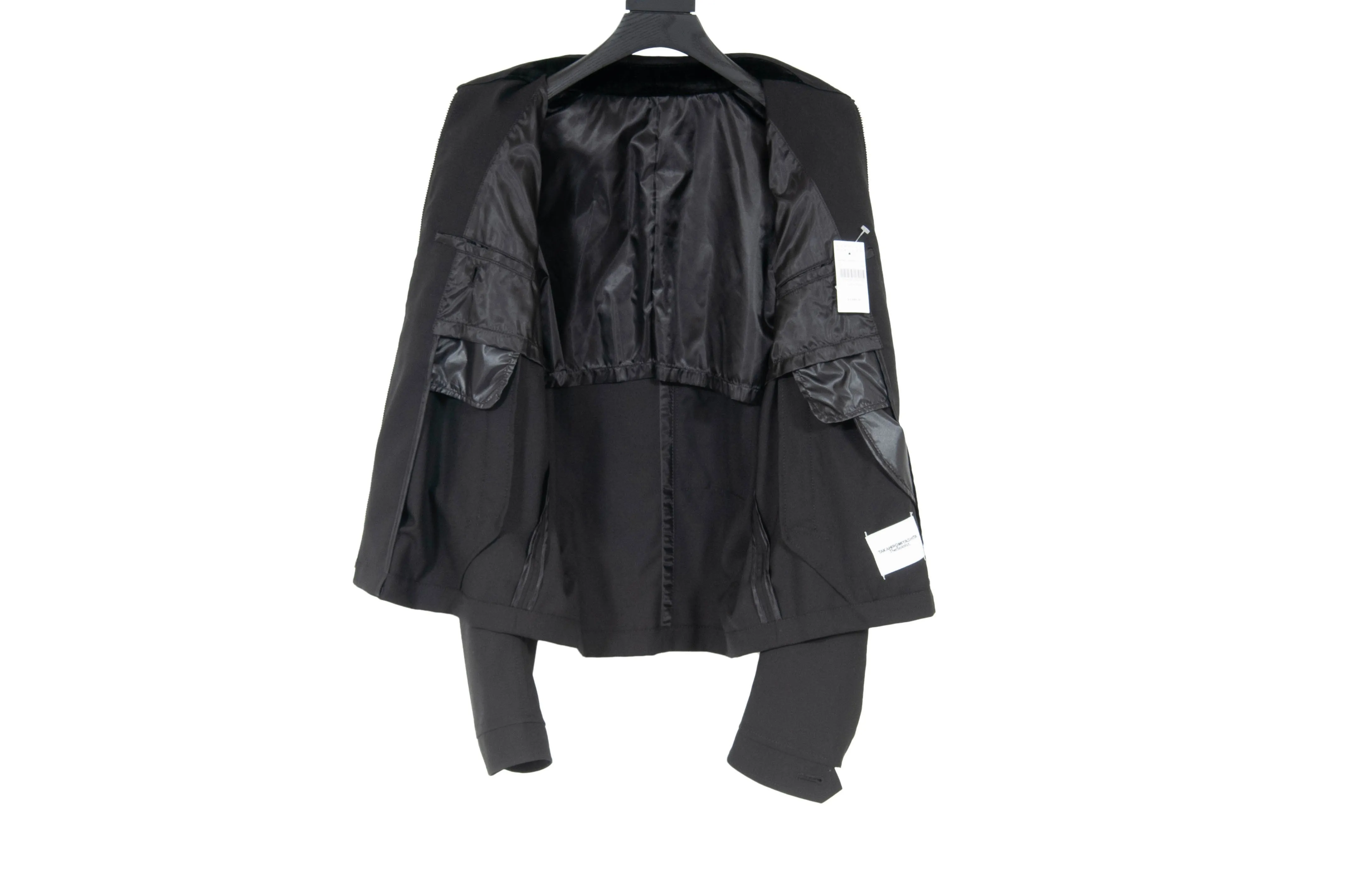 Lightweight Collared Black Nylon Wool Bondage Jacket