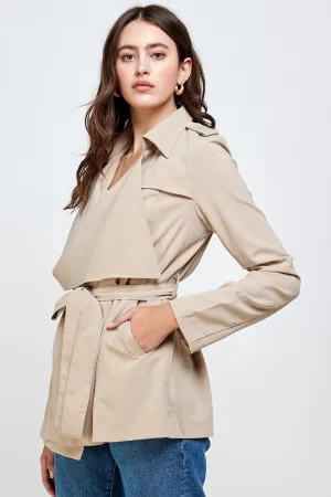 Lightweight Open-Front Drape Jacket with Shoulder Tabs