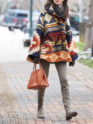 Long Sleeve Hooded Printed Coat