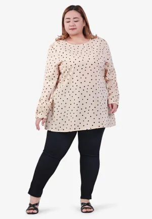 Lovie Polka Dot Prints Blouse - Beige