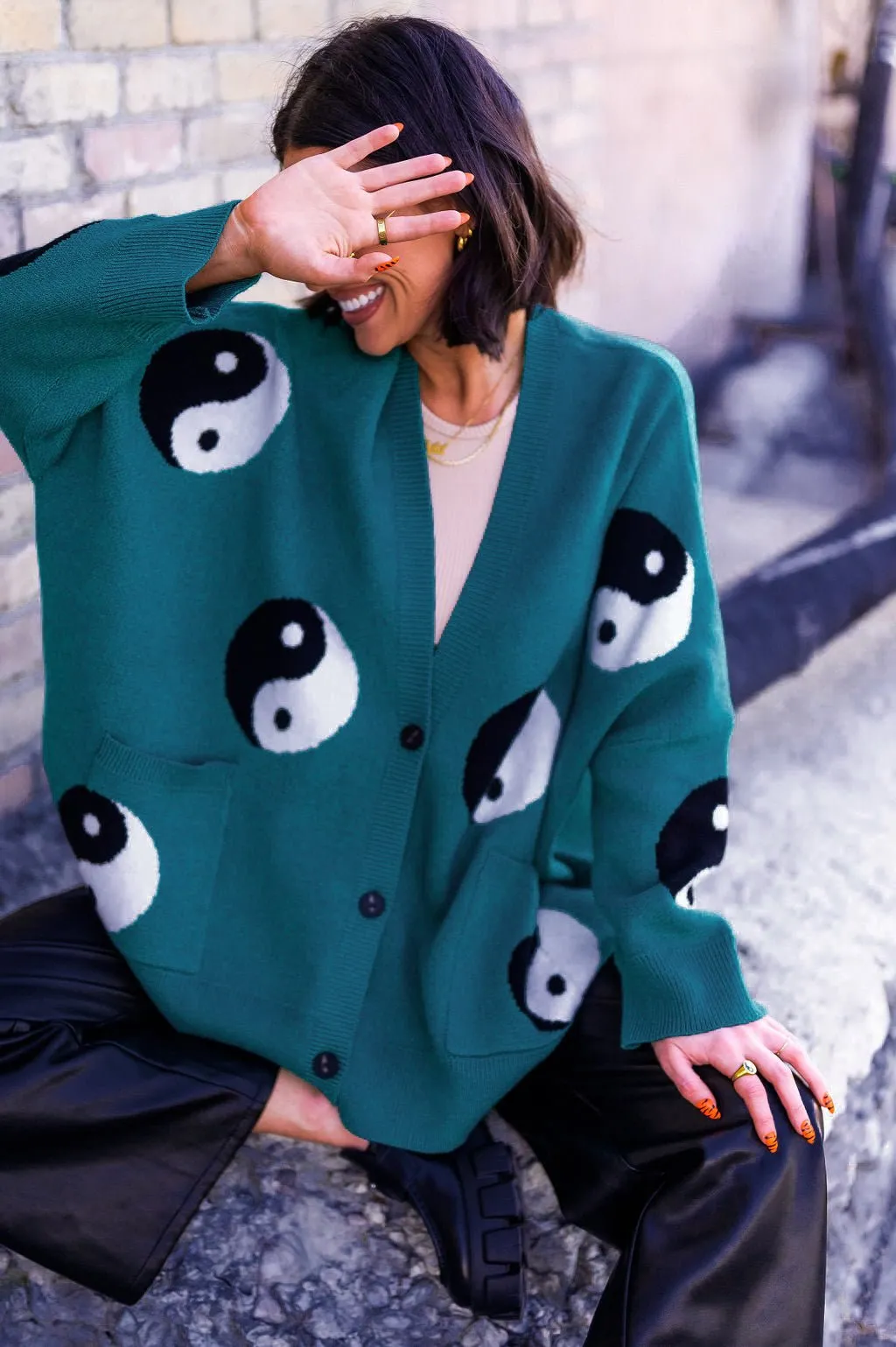 Main Character Energy Oversized Yin Yang Cardigan *RESTOCKED*