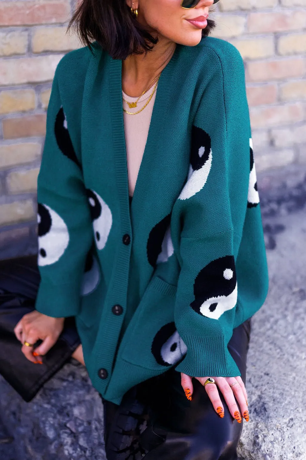 Main Character Energy Oversized Yin Yang Cardigan *RESTOCKED*