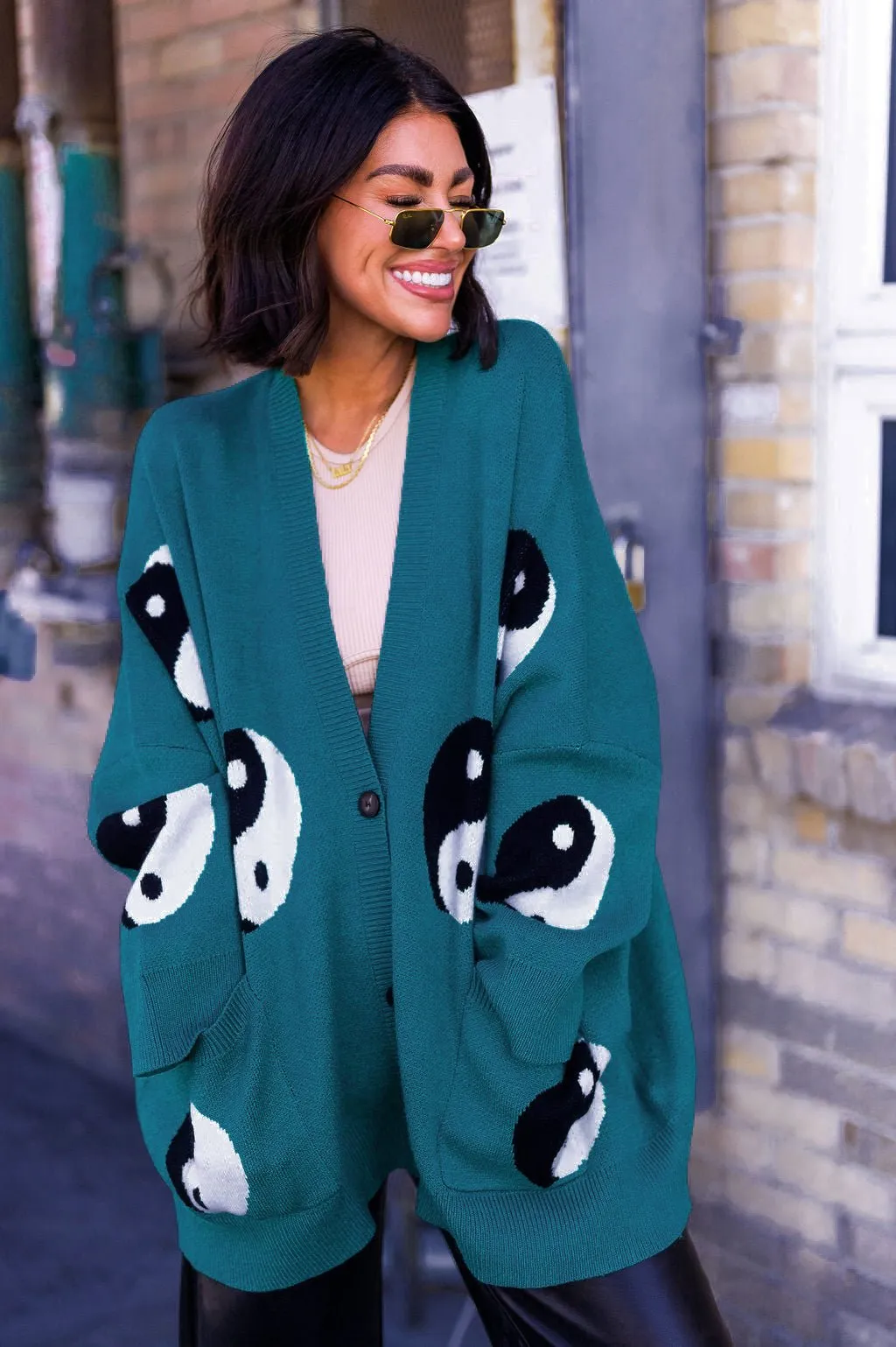 Main Character Energy Oversized Yin Yang Cardigan *RESTOCKED*