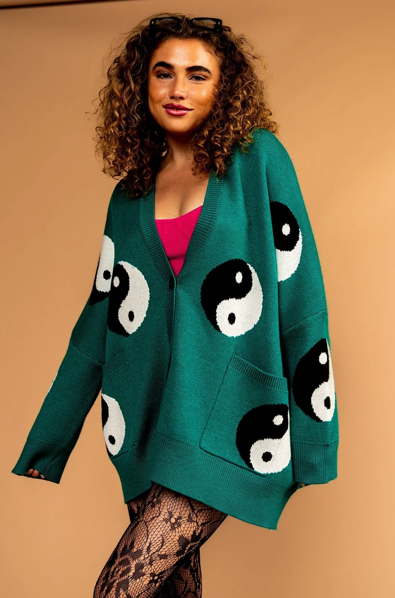 Main Character Energy Oversized Yin Yang Cardigan *RESTOCKED*