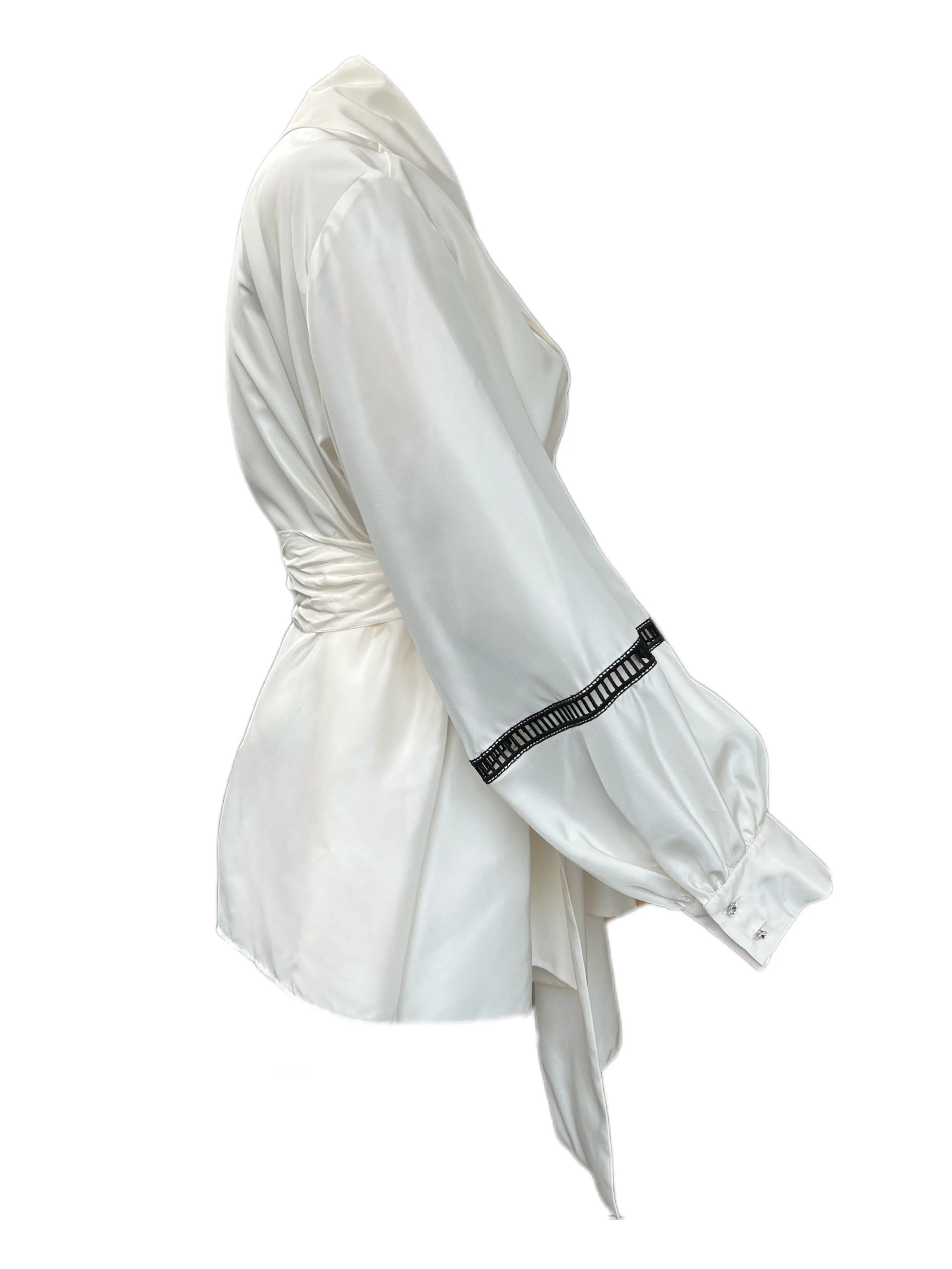 MARINA RINALDI Women's White Barre Silk Lightweight Jacket $1065 NWT