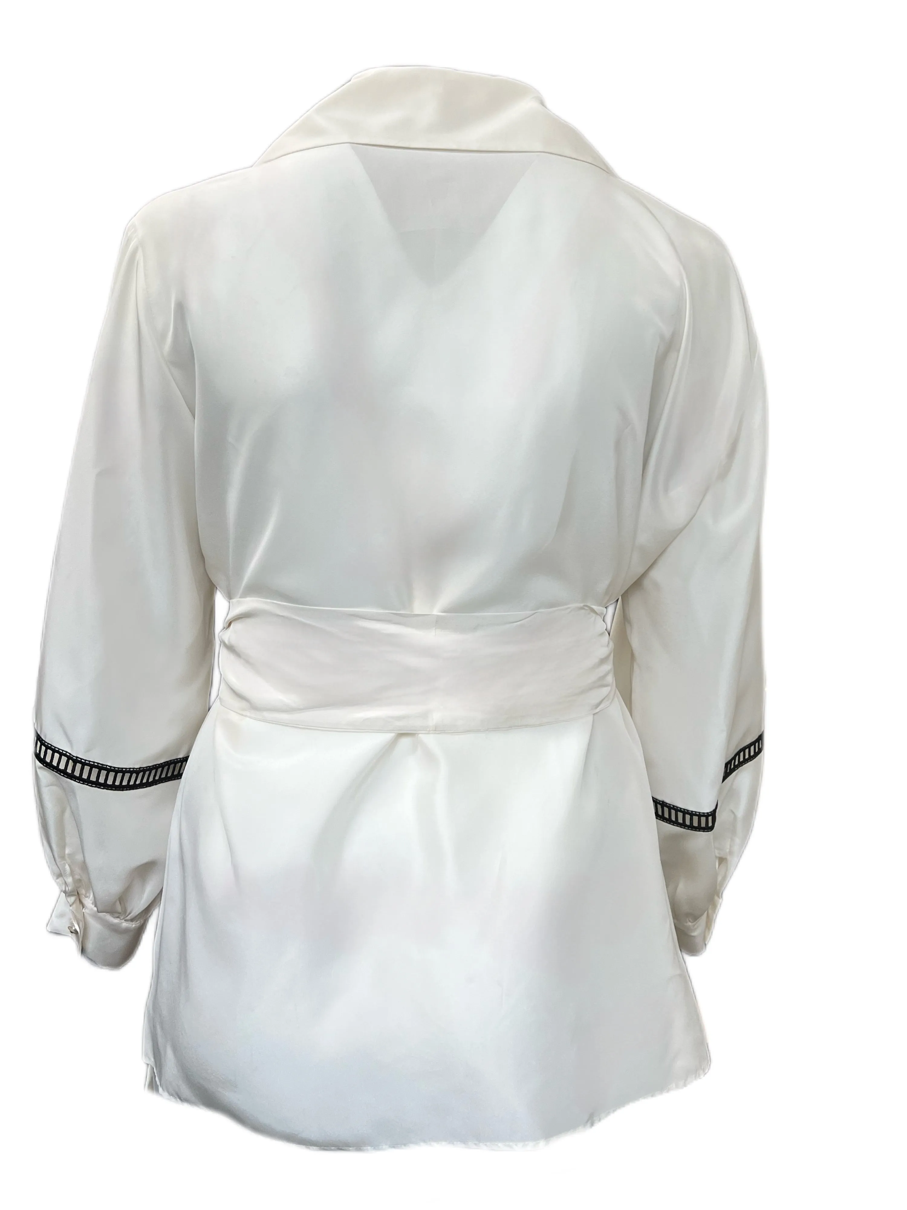 MARINA RINALDI Women's White Barre Silk Lightweight Jacket $1065 NWT