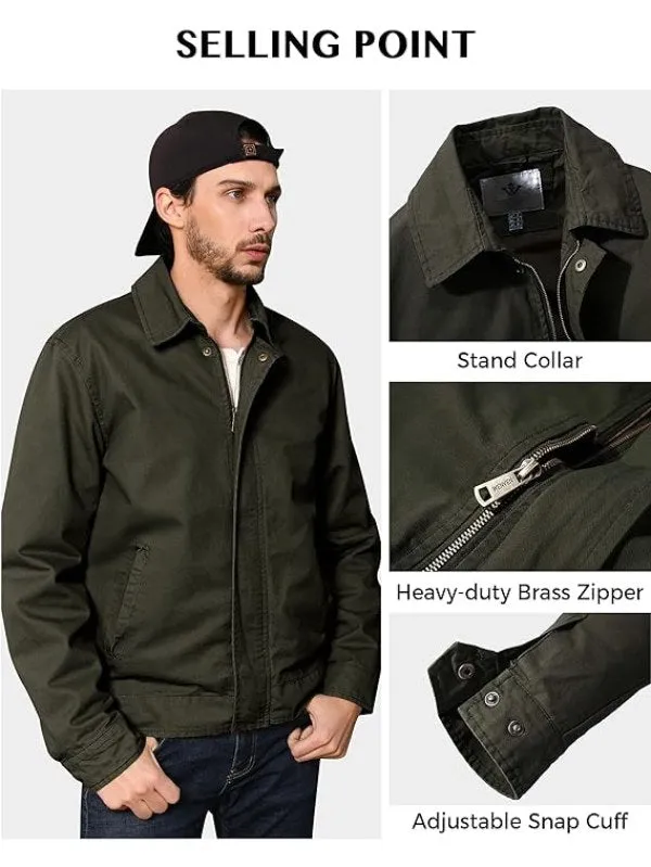 Men's Canvas Utility Work Jacket Lightweight Casual Military Jacket