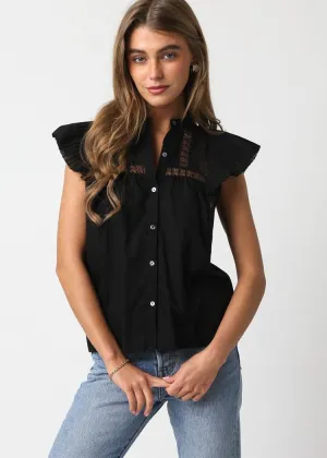 Miranda Flutter Sleeve Top- Black ***FINAL SALE***