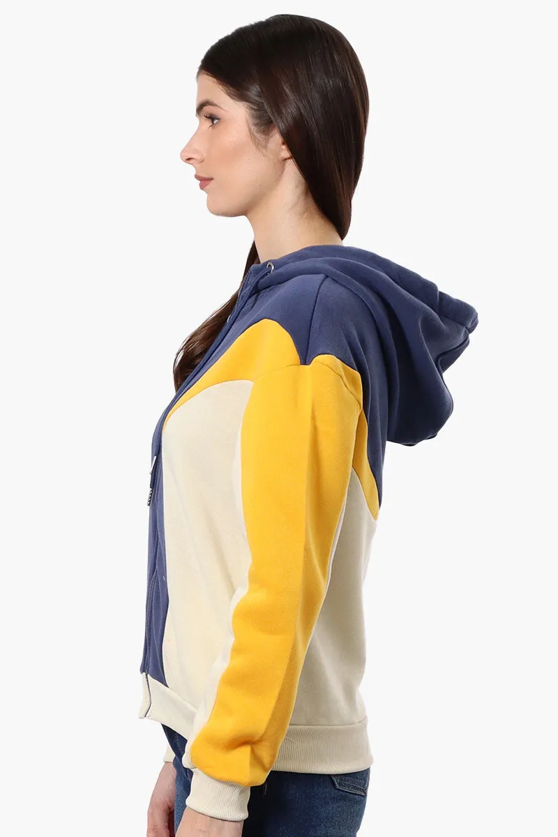 New Look Fleece Colour Block Hoodie - Navy