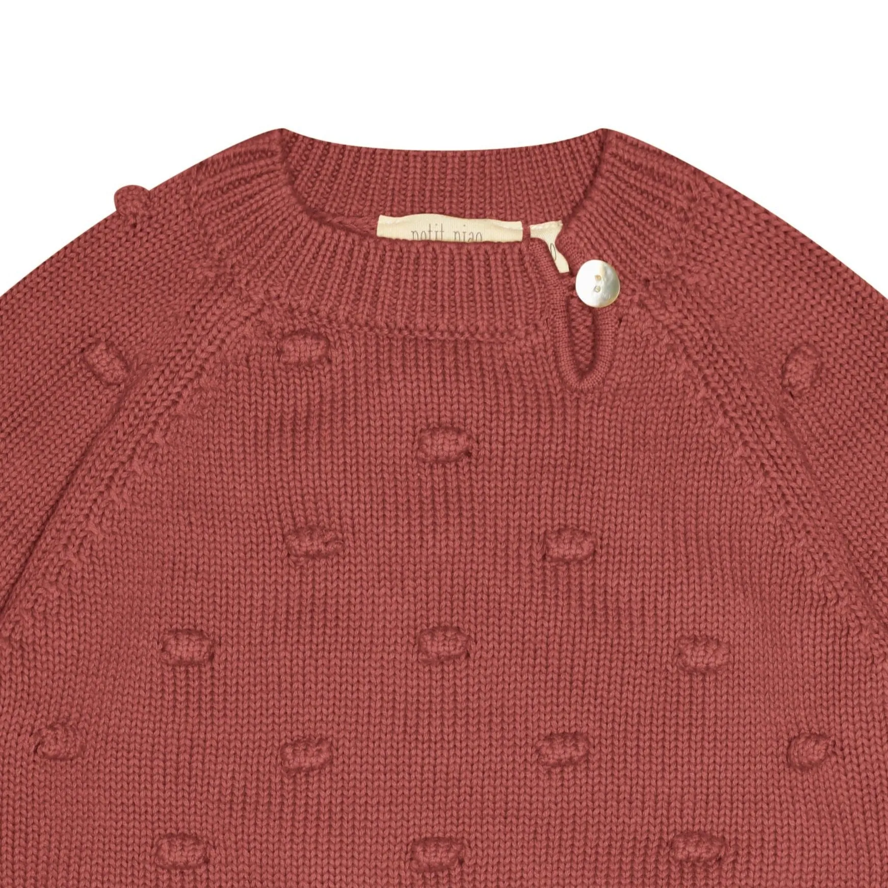 Petit Piao Knit Organic Popcorn Sweater | brick red