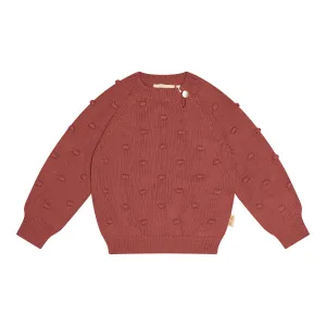 Petit Piao Knit Organic Popcorn Sweater | brick red