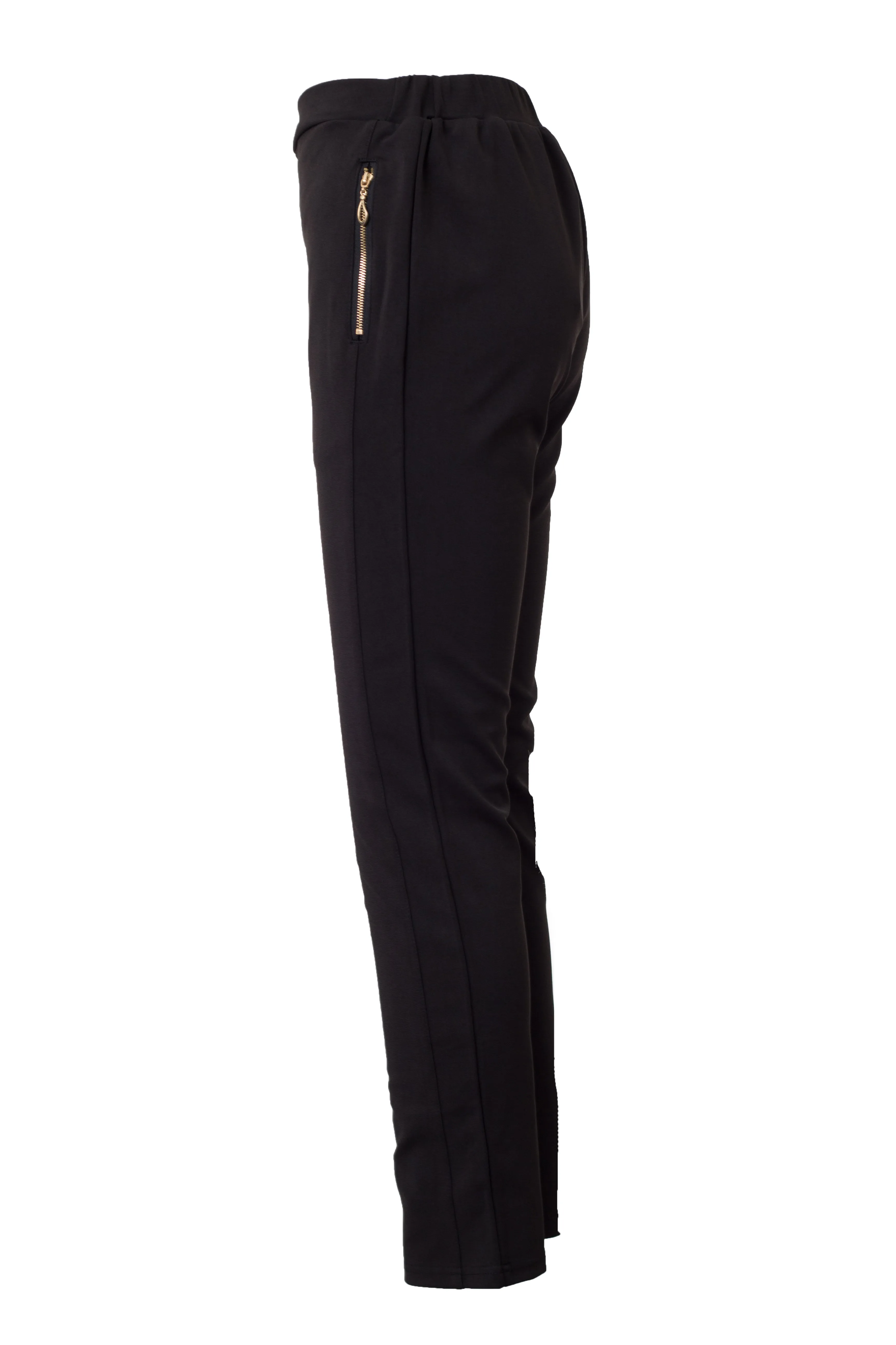 Plain Pants With Golden Zipper Pocket