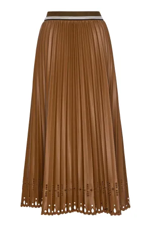 Pleats To Meet You Skirt Brown Vegan Leather