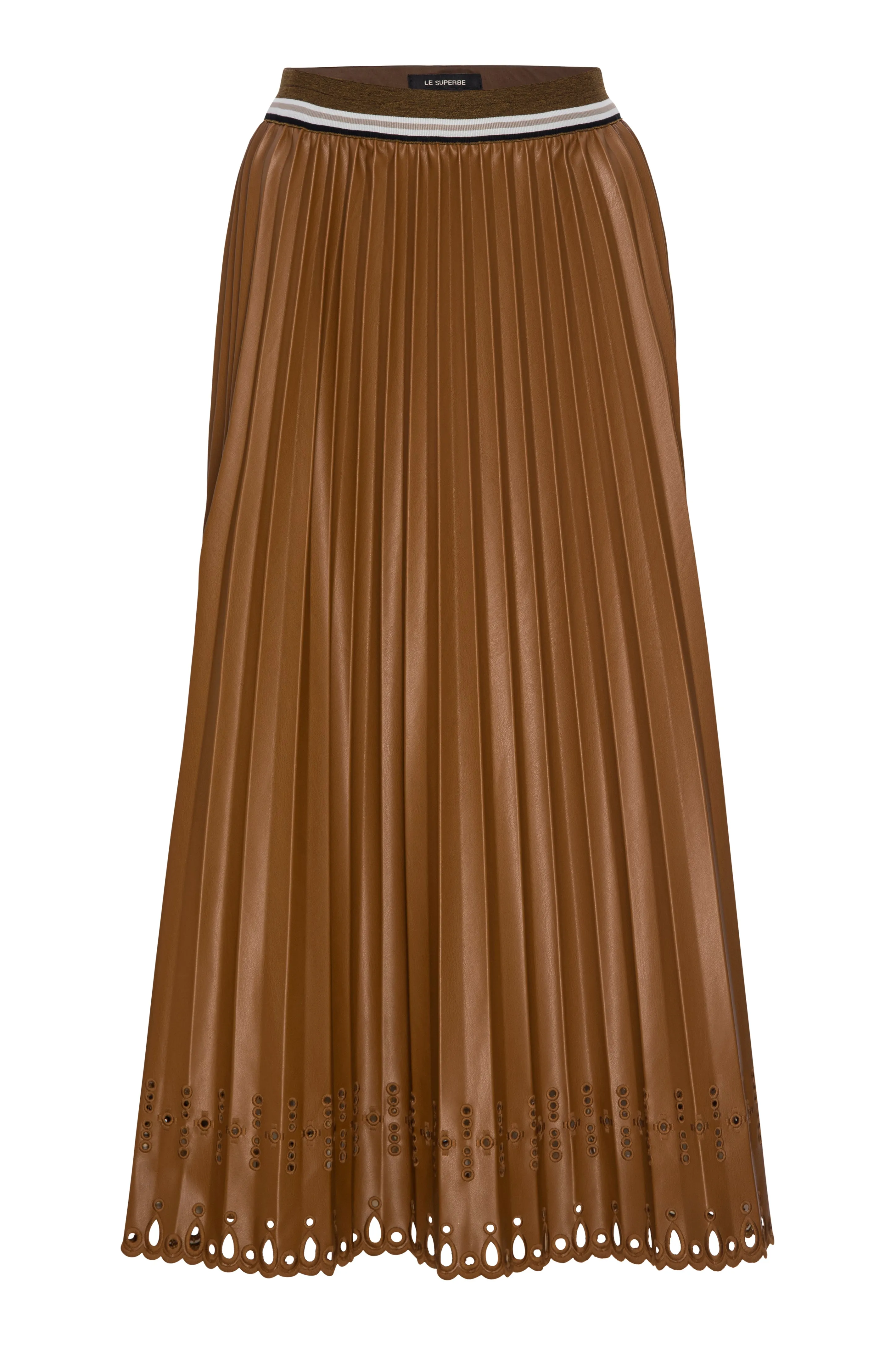 Pleats To Meet You Skirt Brown Vegan Leather