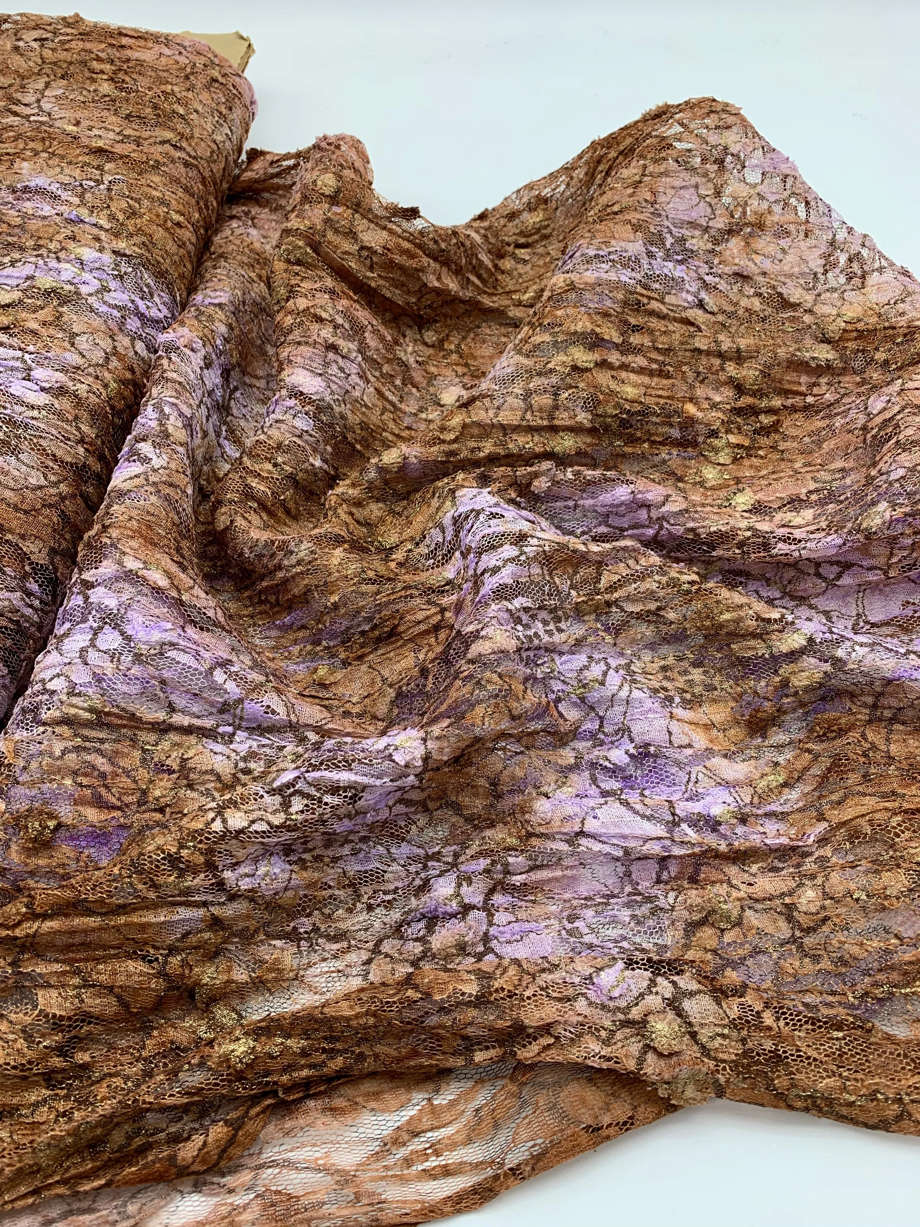 Purple/Brown Lace Fabric