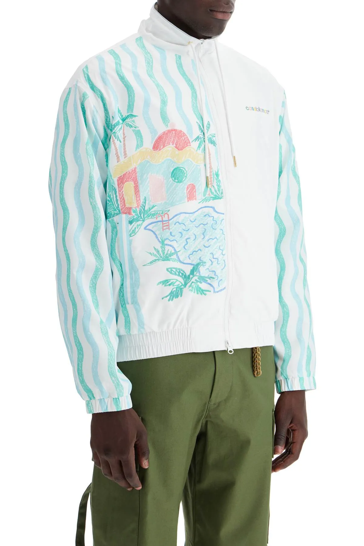 "windbreaker jacket with maison memphis print"