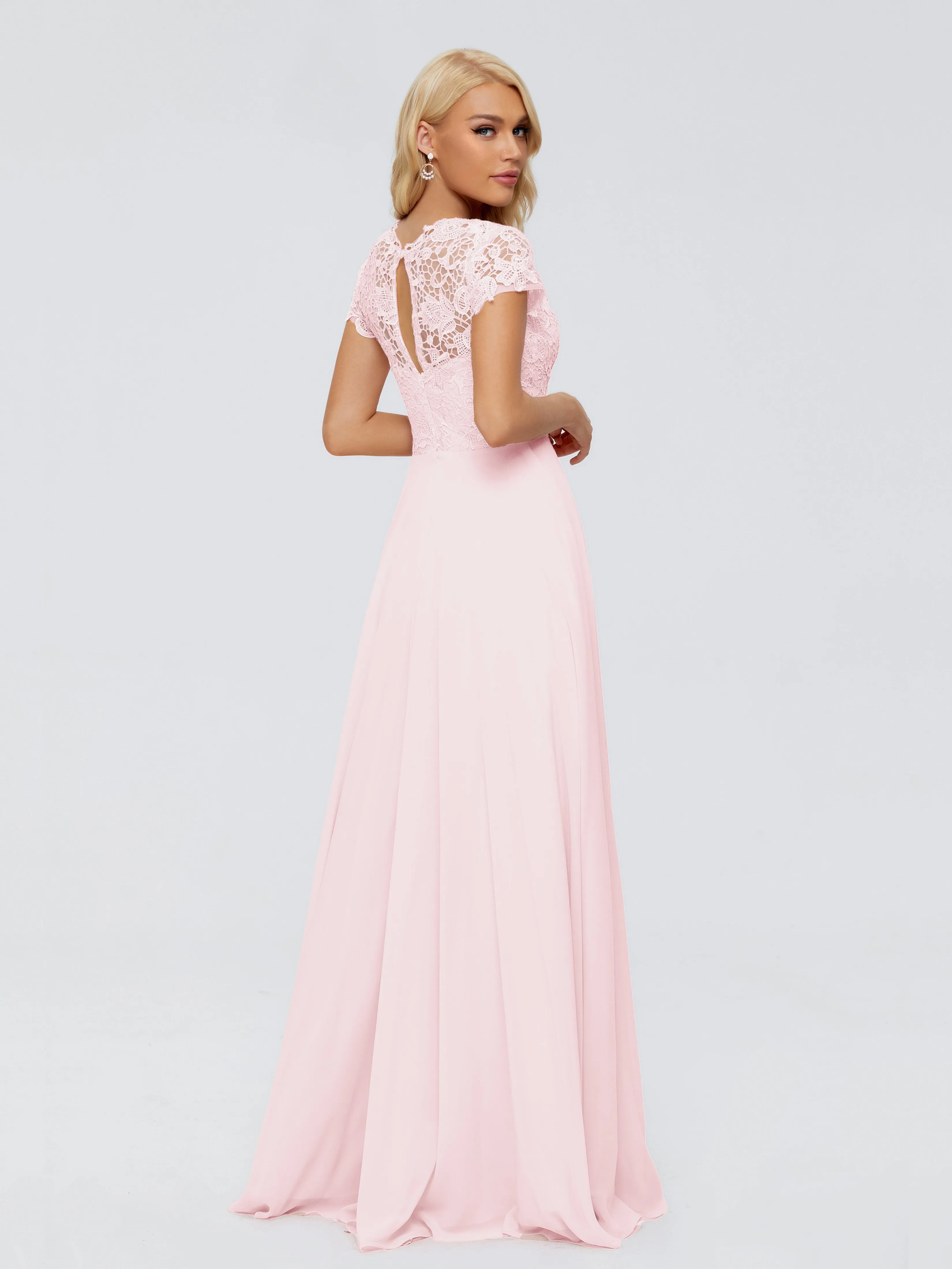 Rose Charming Scoop Chiffon Bridesmaid Dresses