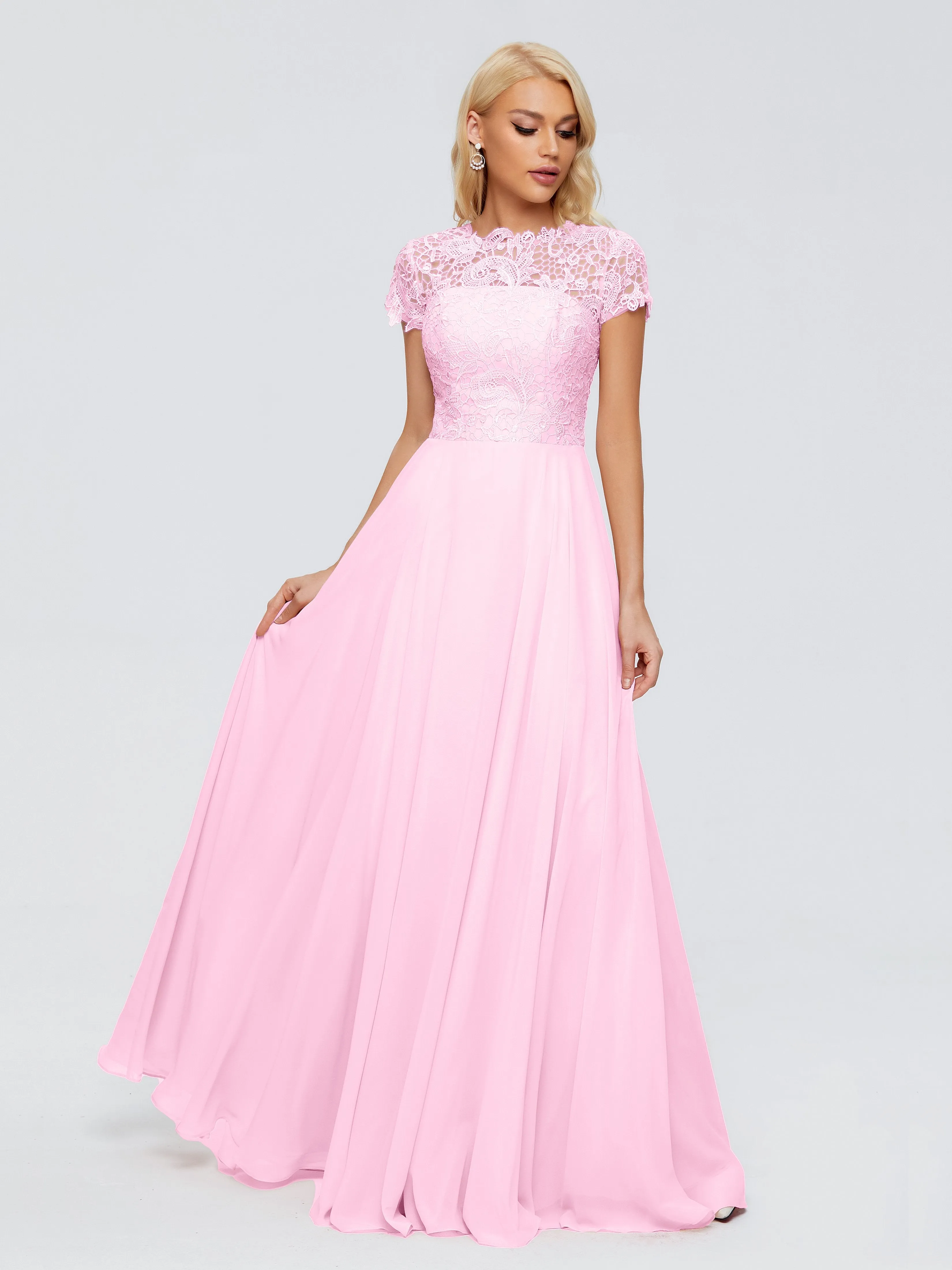 Rose Charming Scoop Chiffon Bridesmaid Dresses