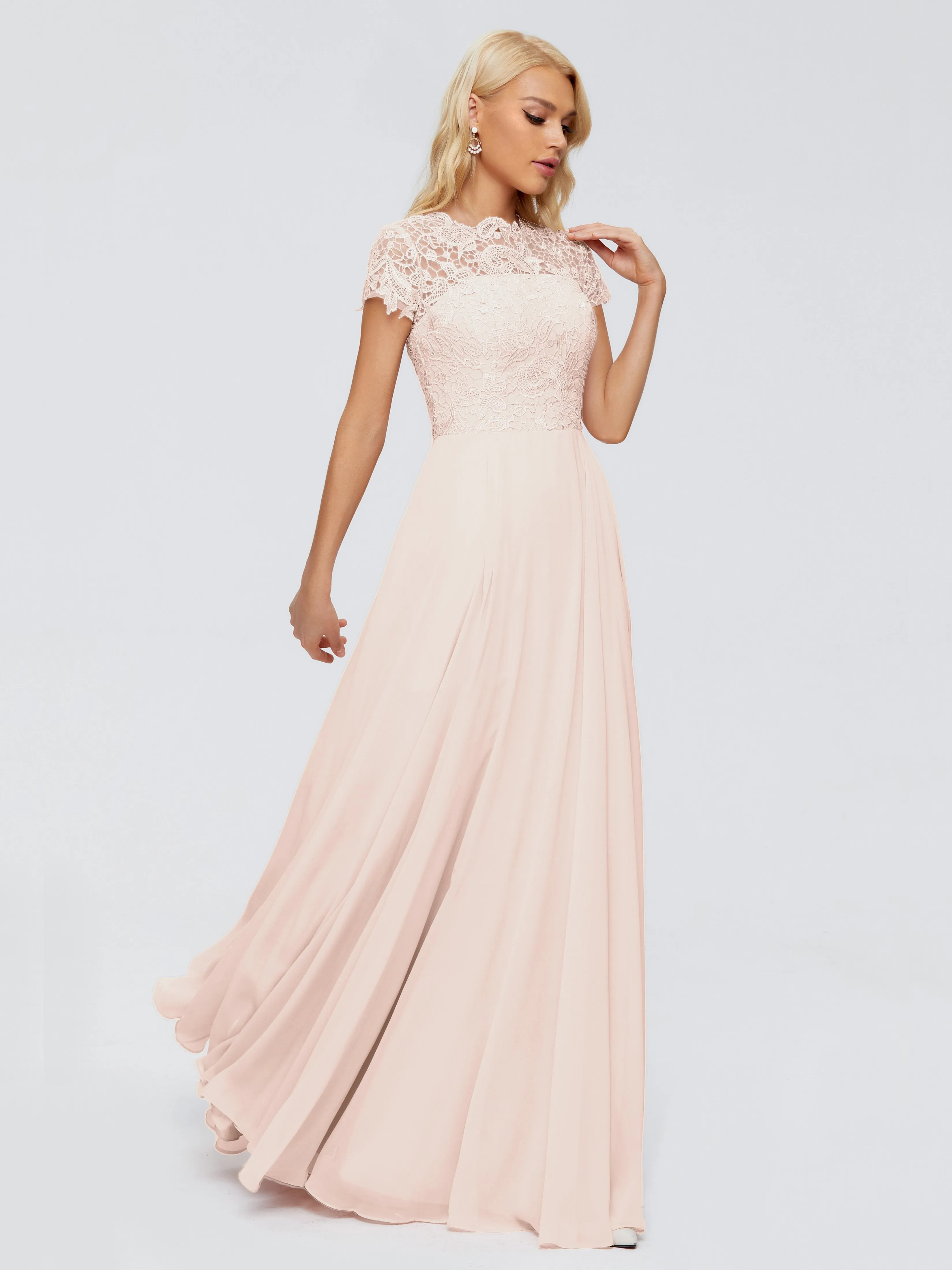 Rose Charming Scoop Chiffon Bridesmaid Dresses