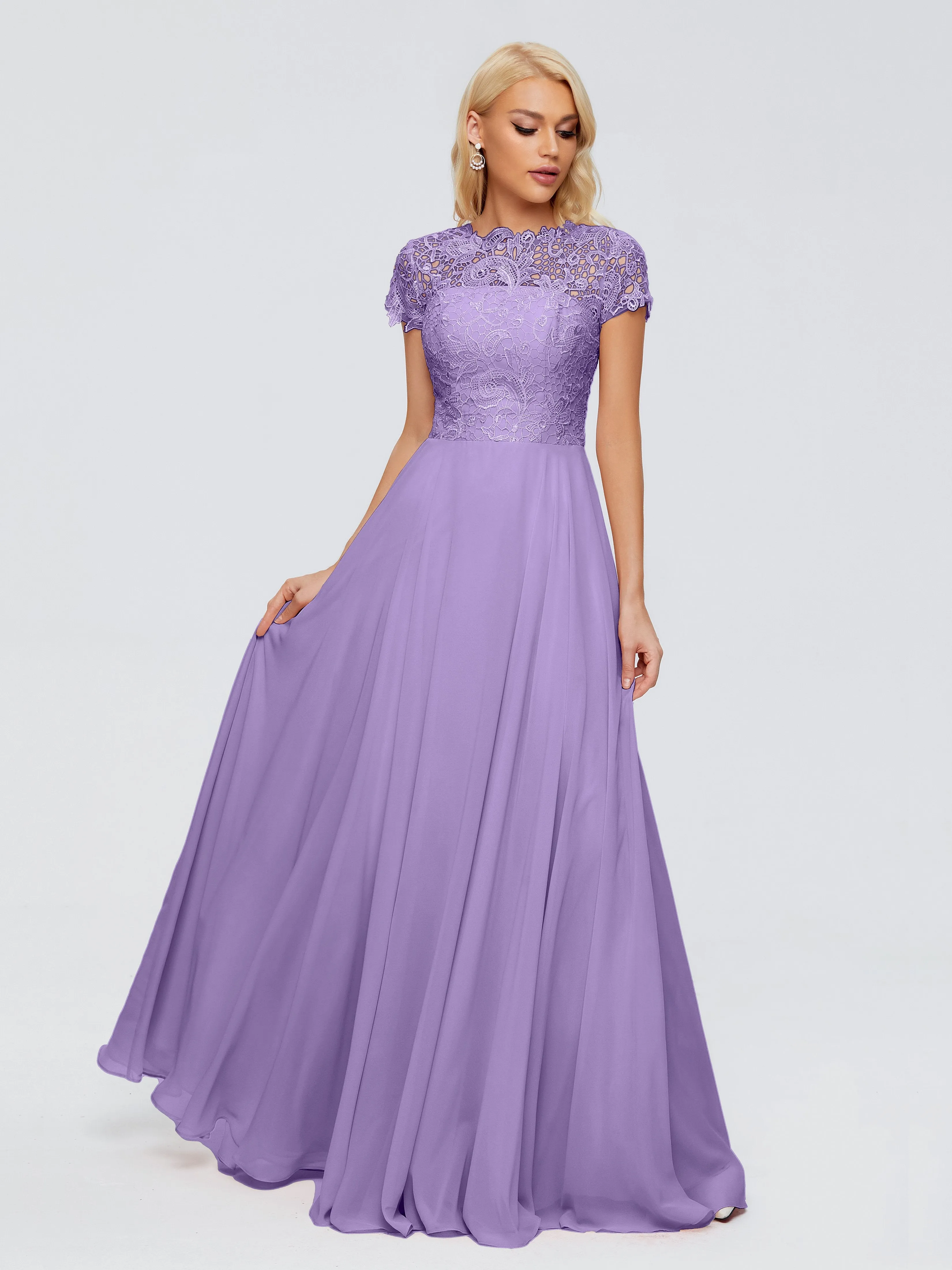 Rose Charming Scoop Chiffon Bridesmaid Dresses