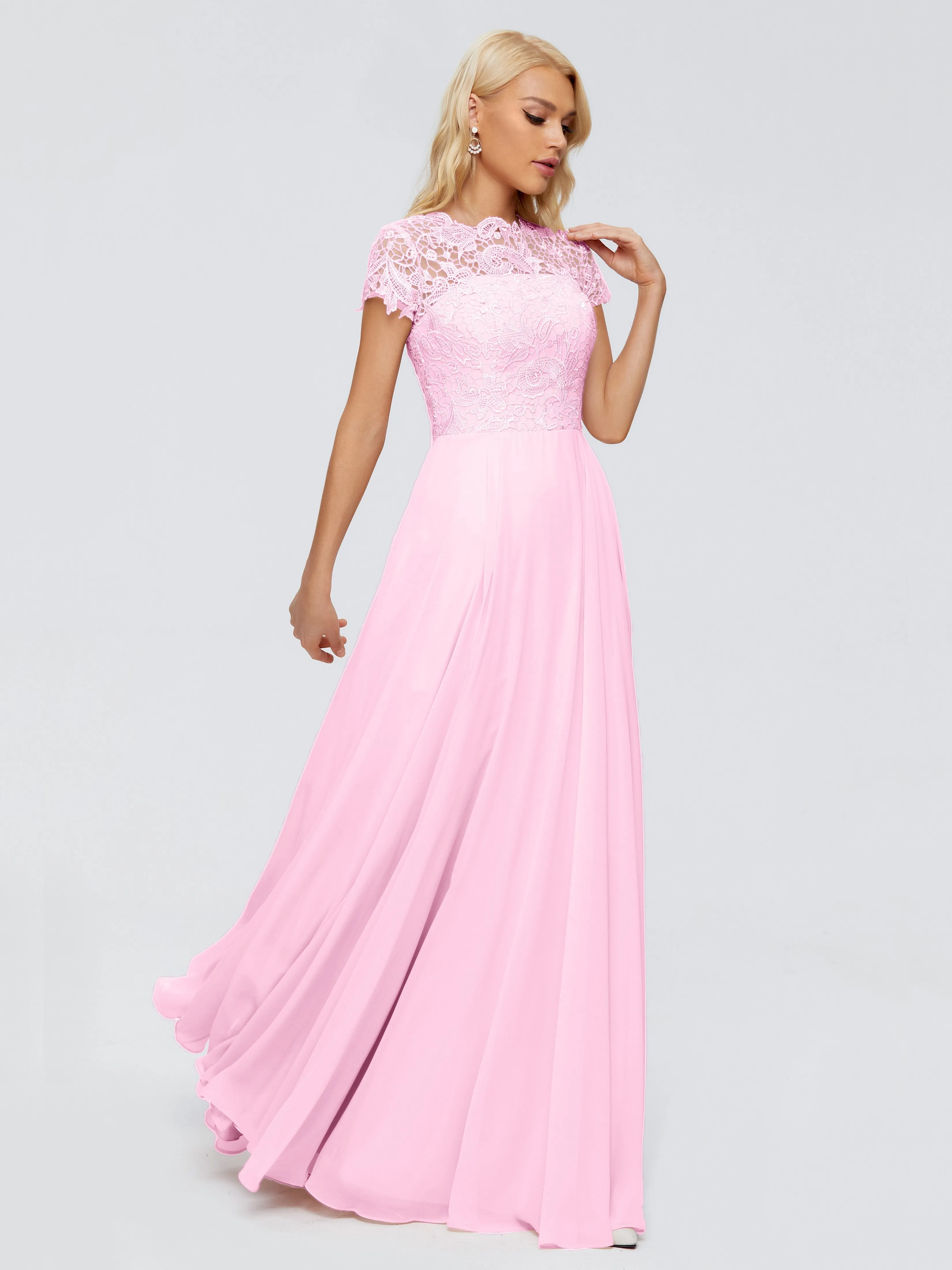 Rose Charming Scoop Chiffon Bridesmaid Dresses