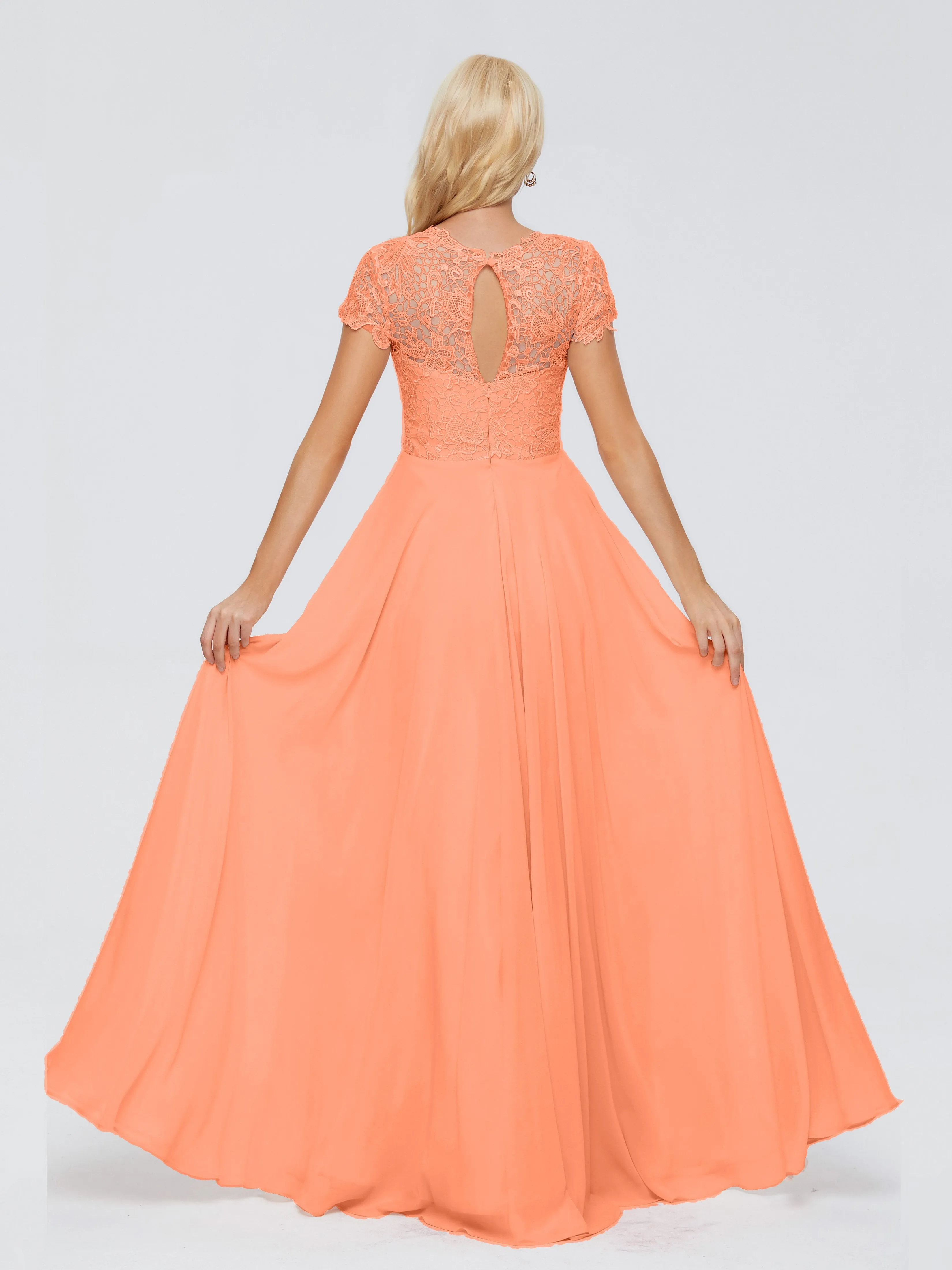 Rose Charming Scoop Chiffon Bridesmaid Dresses