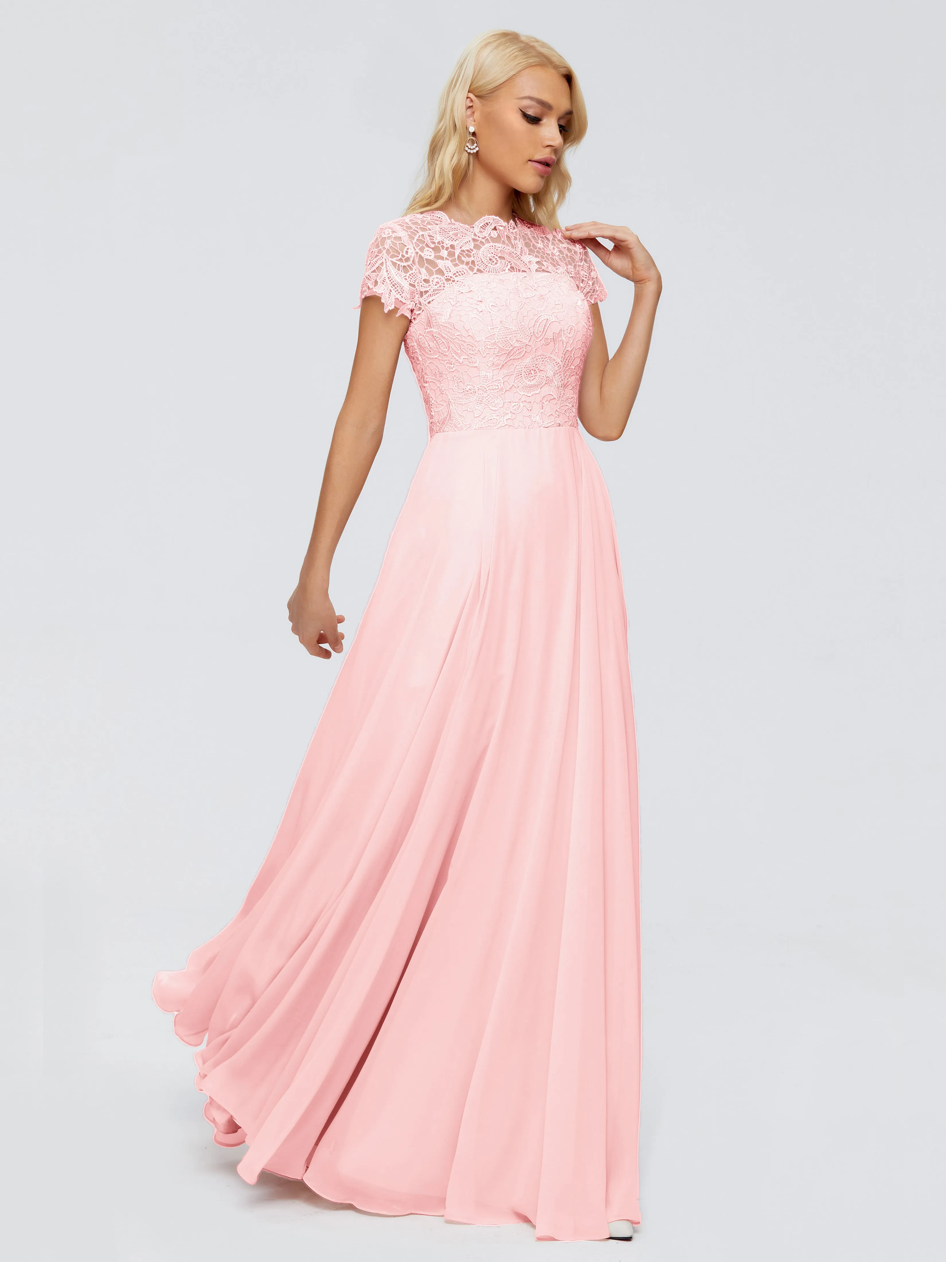 Rose Charming Scoop Chiffon Bridesmaid Dresses