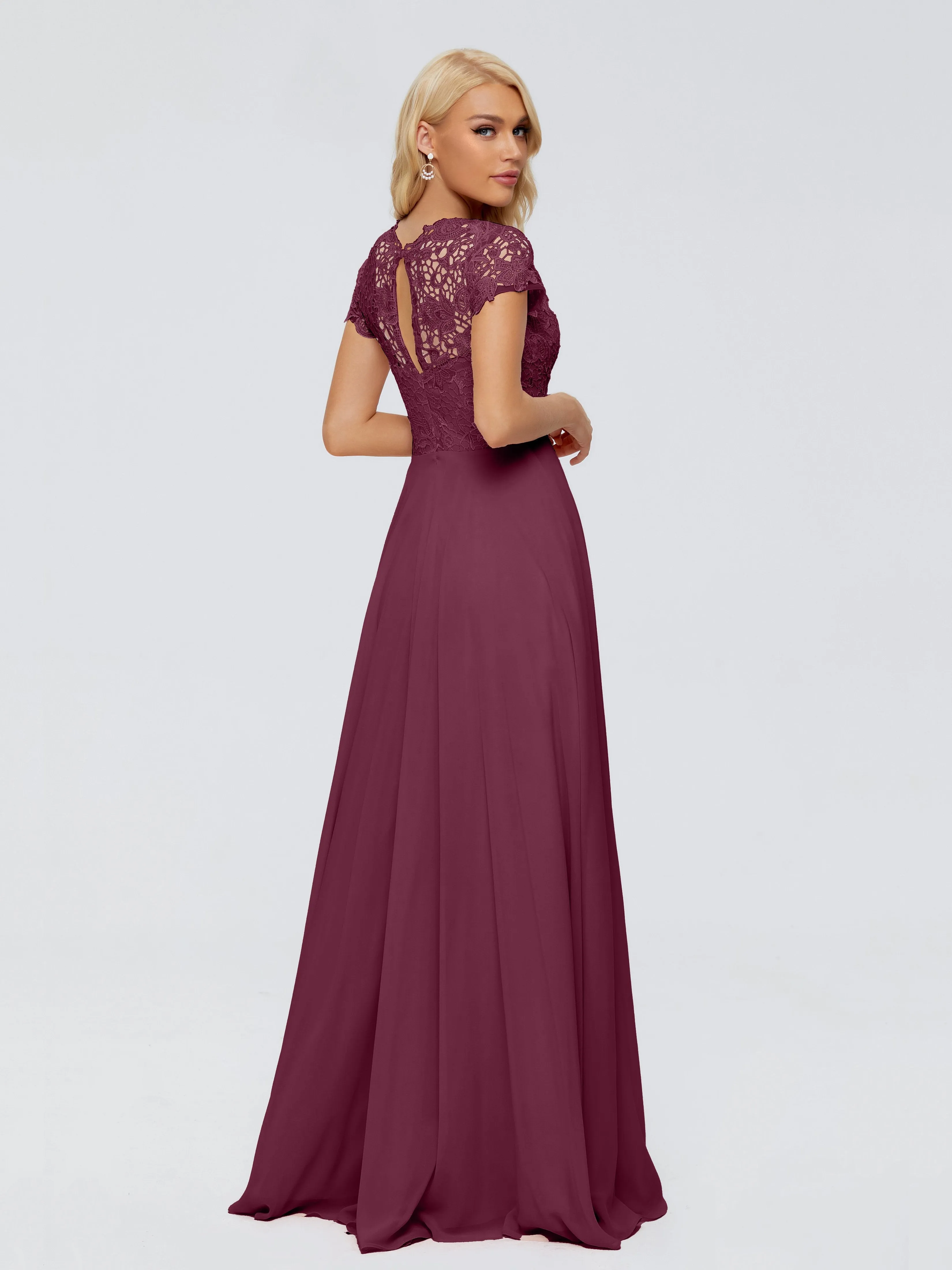 Rose Charming Scoop Chiffon Bridesmaid Dresses