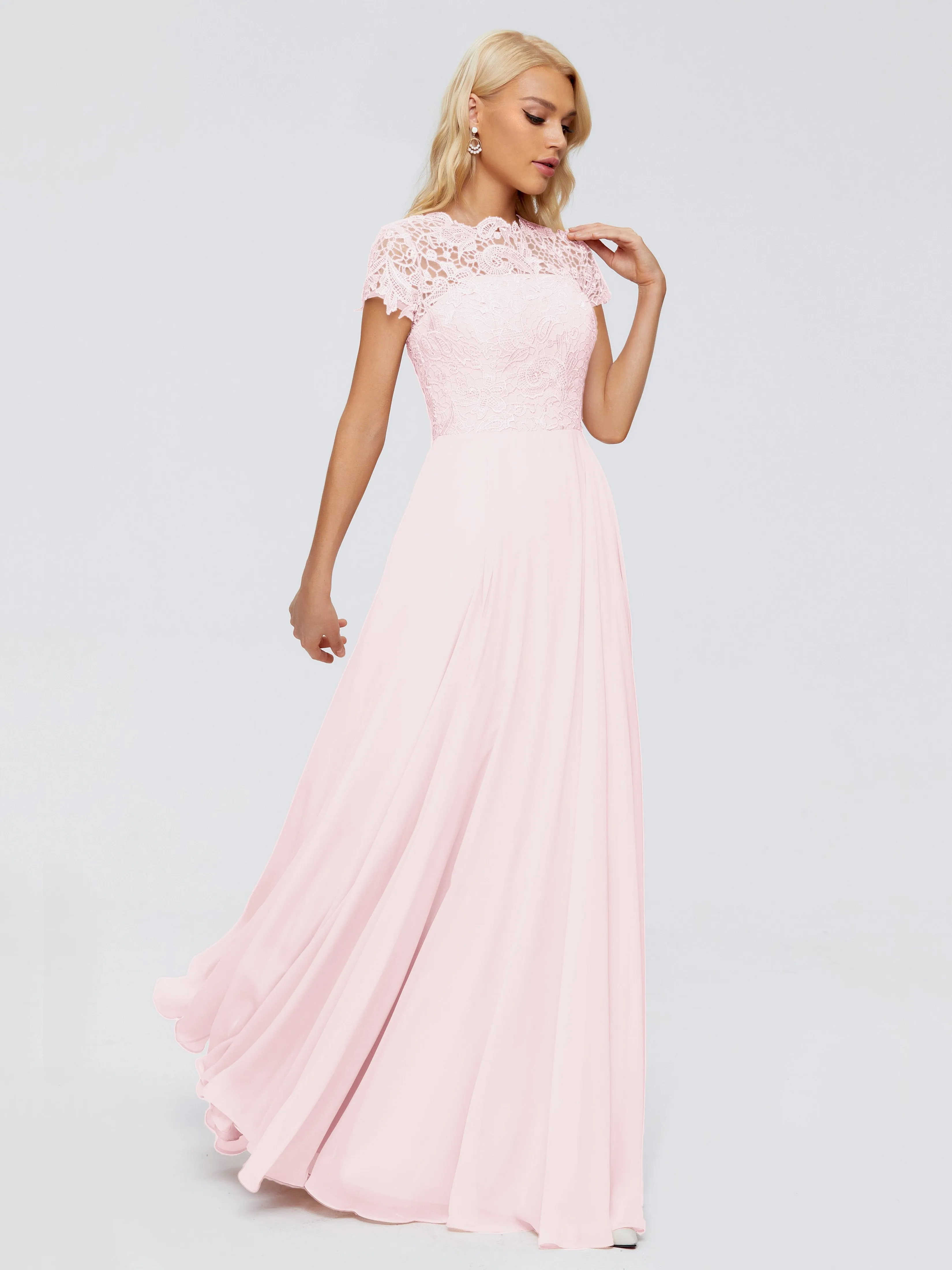 Rose Charming Scoop Chiffon Bridesmaid Dresses