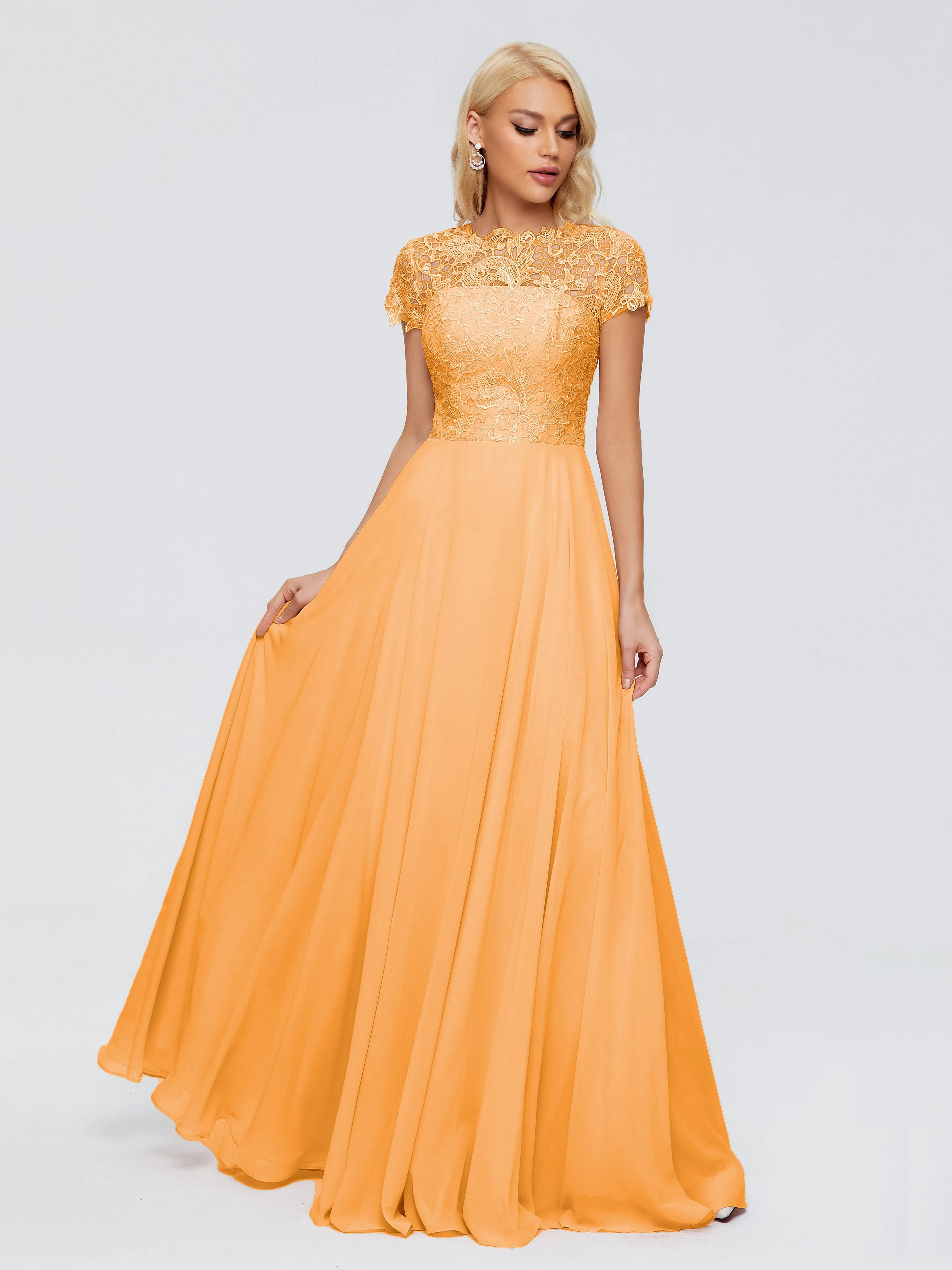 Rose Charming Scoop Chiffon Bridesmaid Dresses