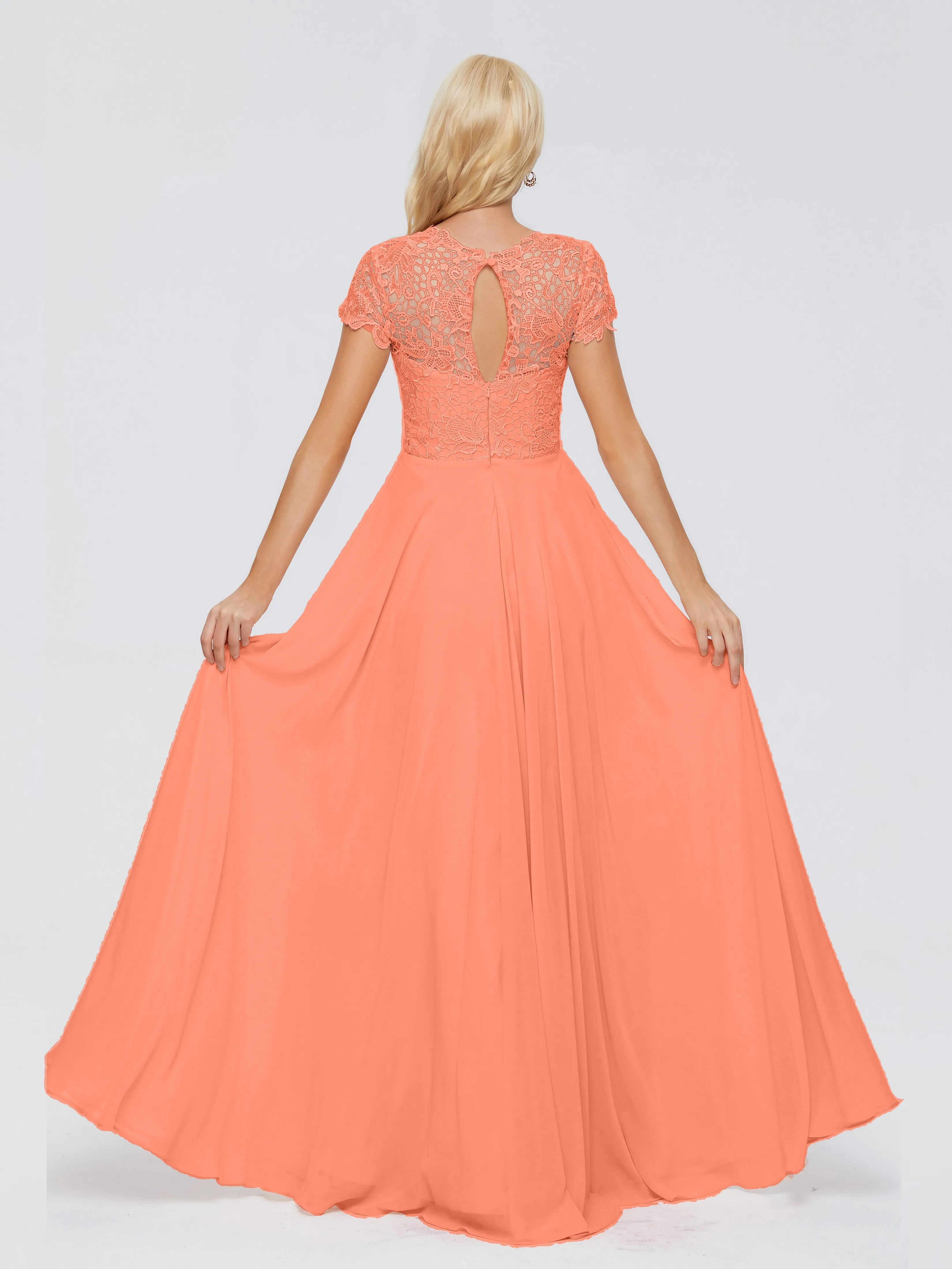 Rose Charming Scoop Chiffon Bridesmaid Dresses