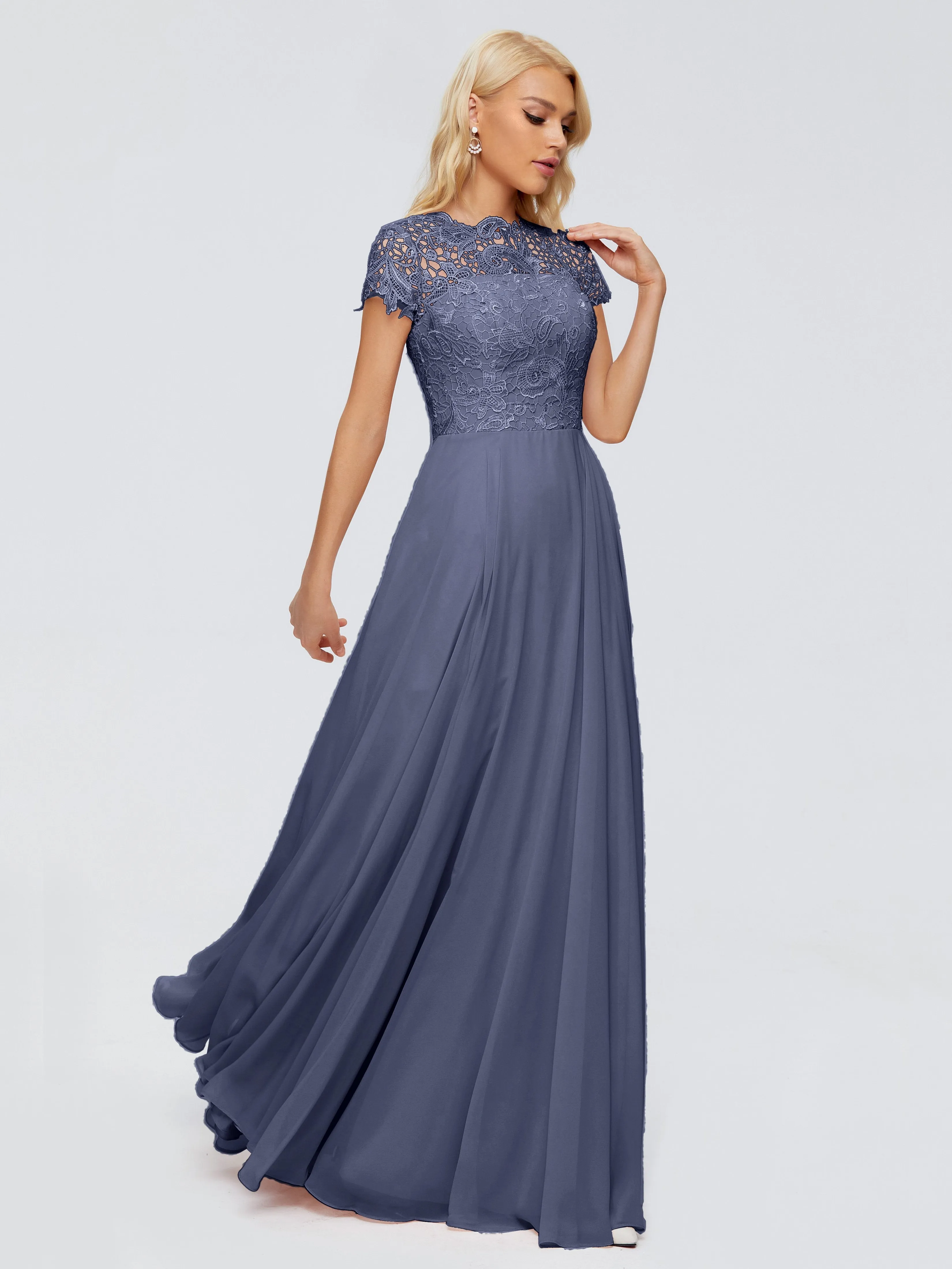 Rose Charming Scoop Chiffon Bridesmaid Dresses