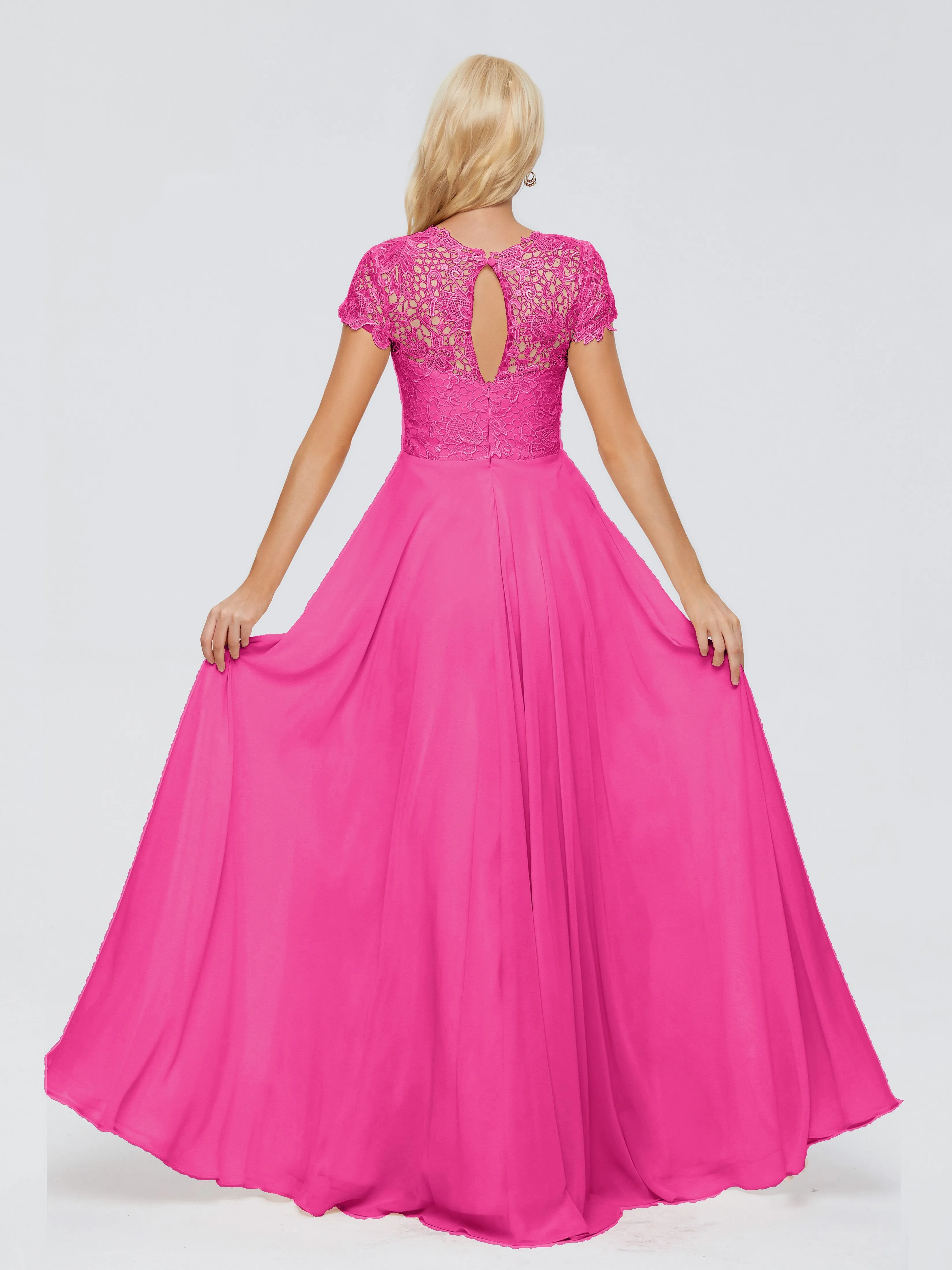 Rose Charming Scoop Chiffon Bridesmaid Dresses