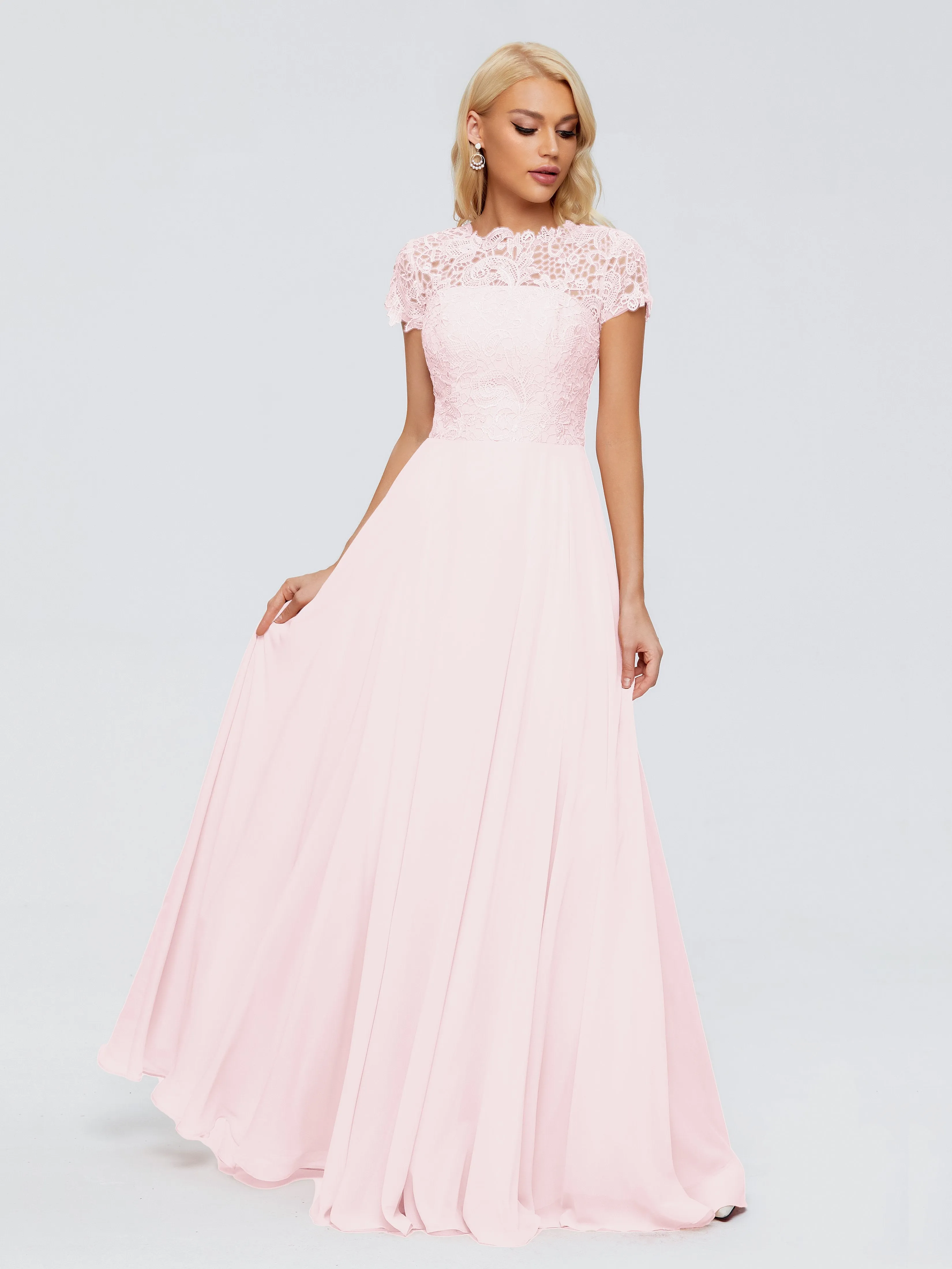 Rose Charming Scoop Chiffon Bridesmaid Dresses