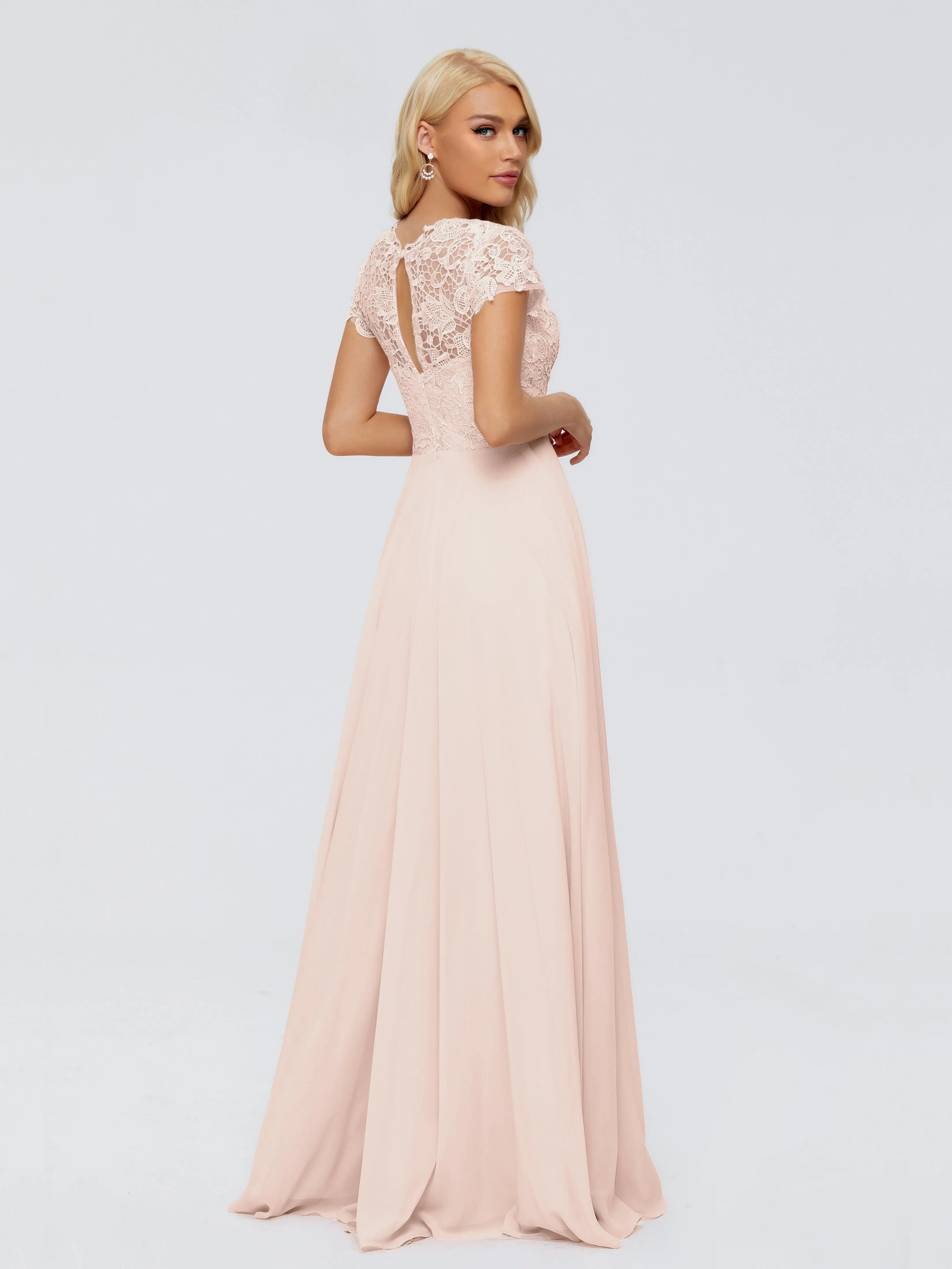 Rose Charming Scoop Chiffon Bridesmaid Dresses