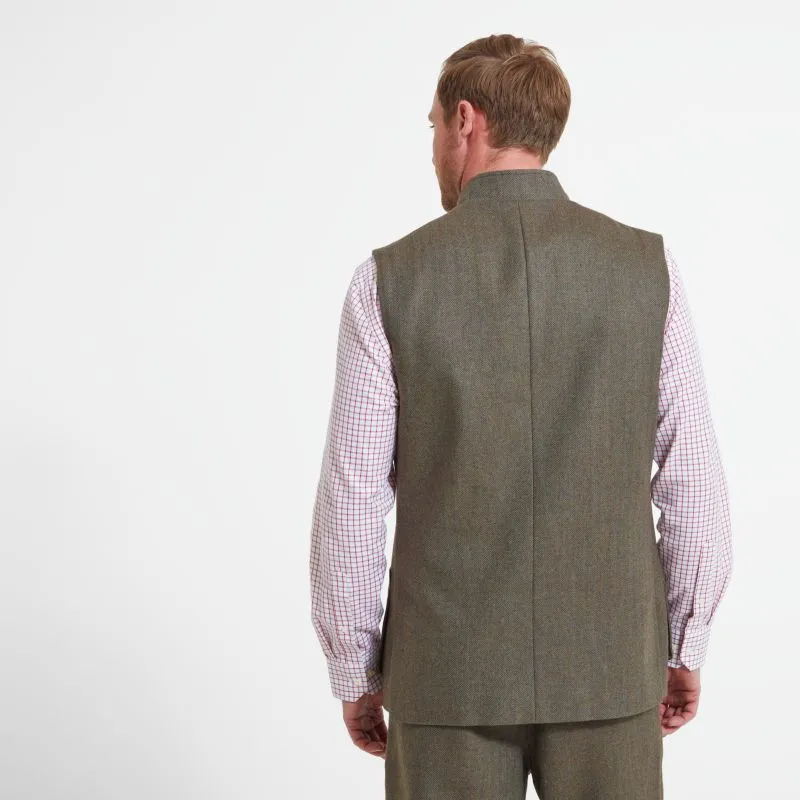 Schoffel Holcot Mens Tweed Waistcoat - Loden Green Herringbone Tweed