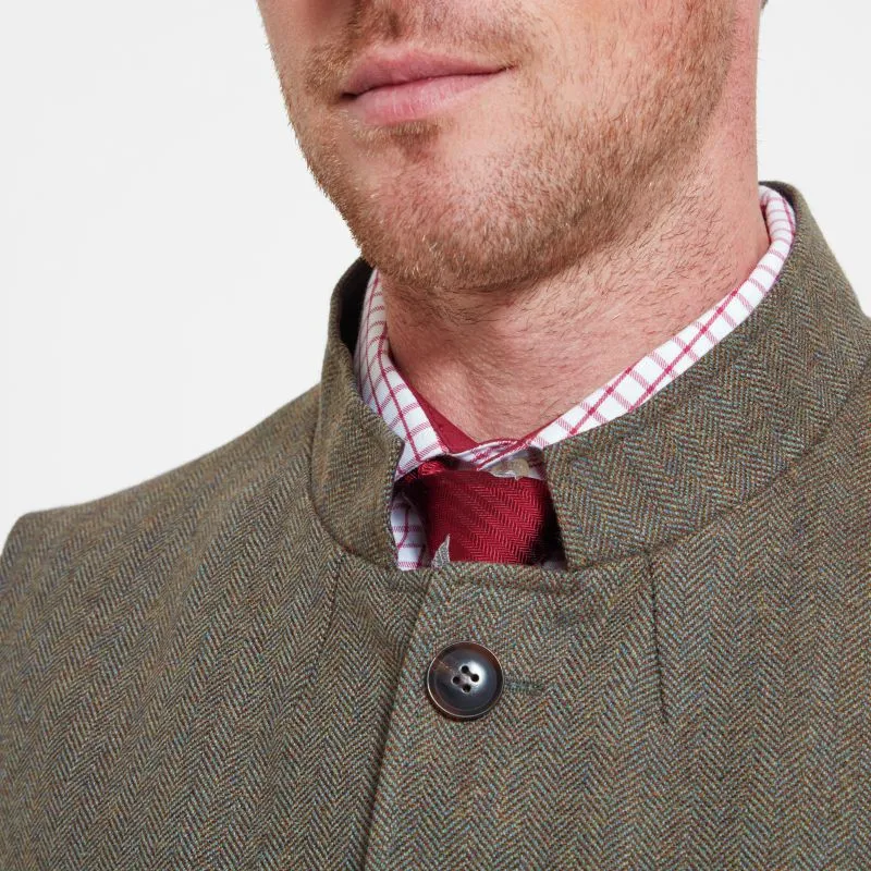 Schoffel Holcot Mens Tweed Waistcoat - Loden Green Herringbone Tweed