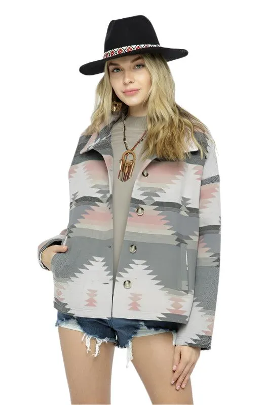 Soft Comfy Lightweight Aztec Pattern Jacket