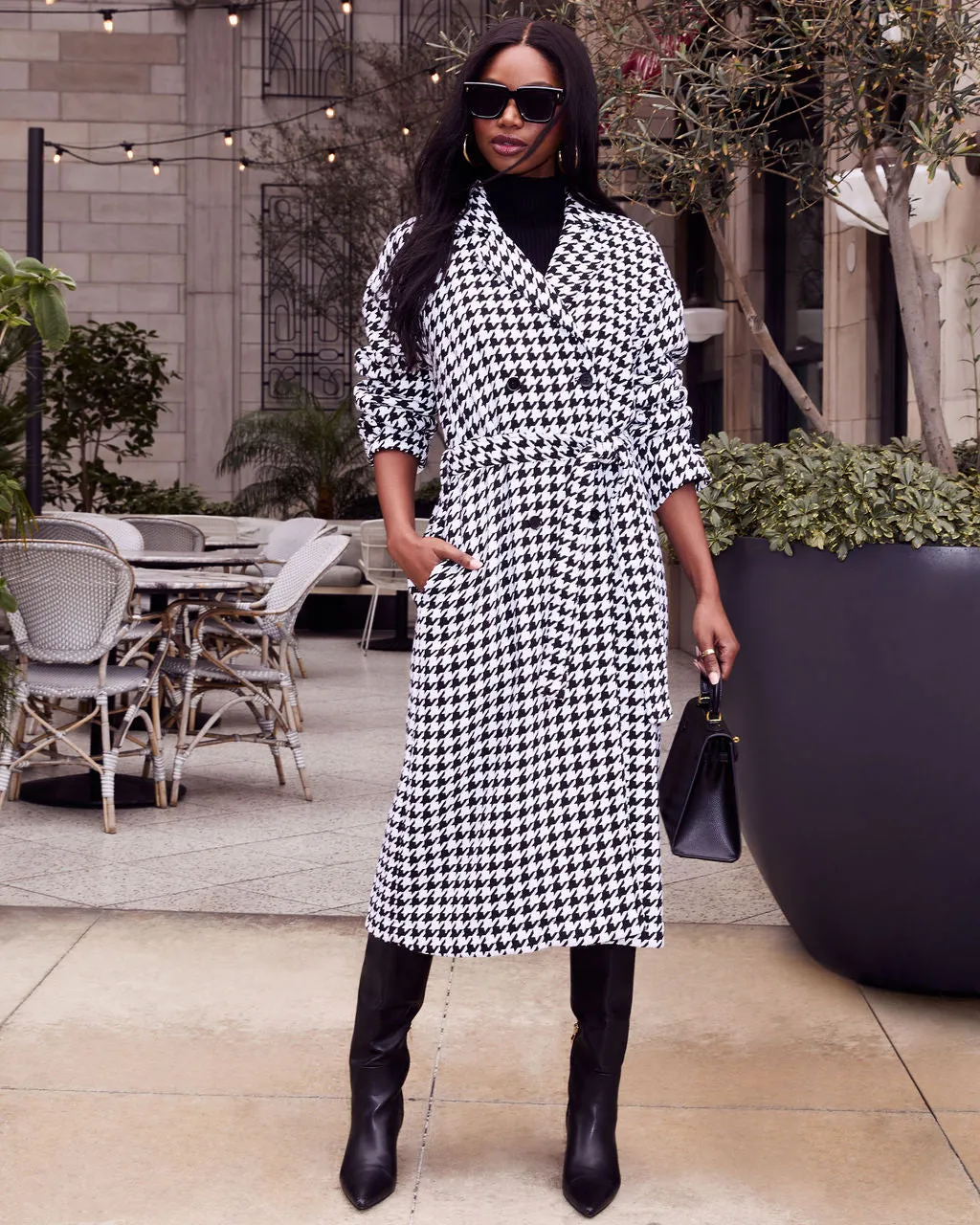 Street of Dreams Houndstooth Trench Coat