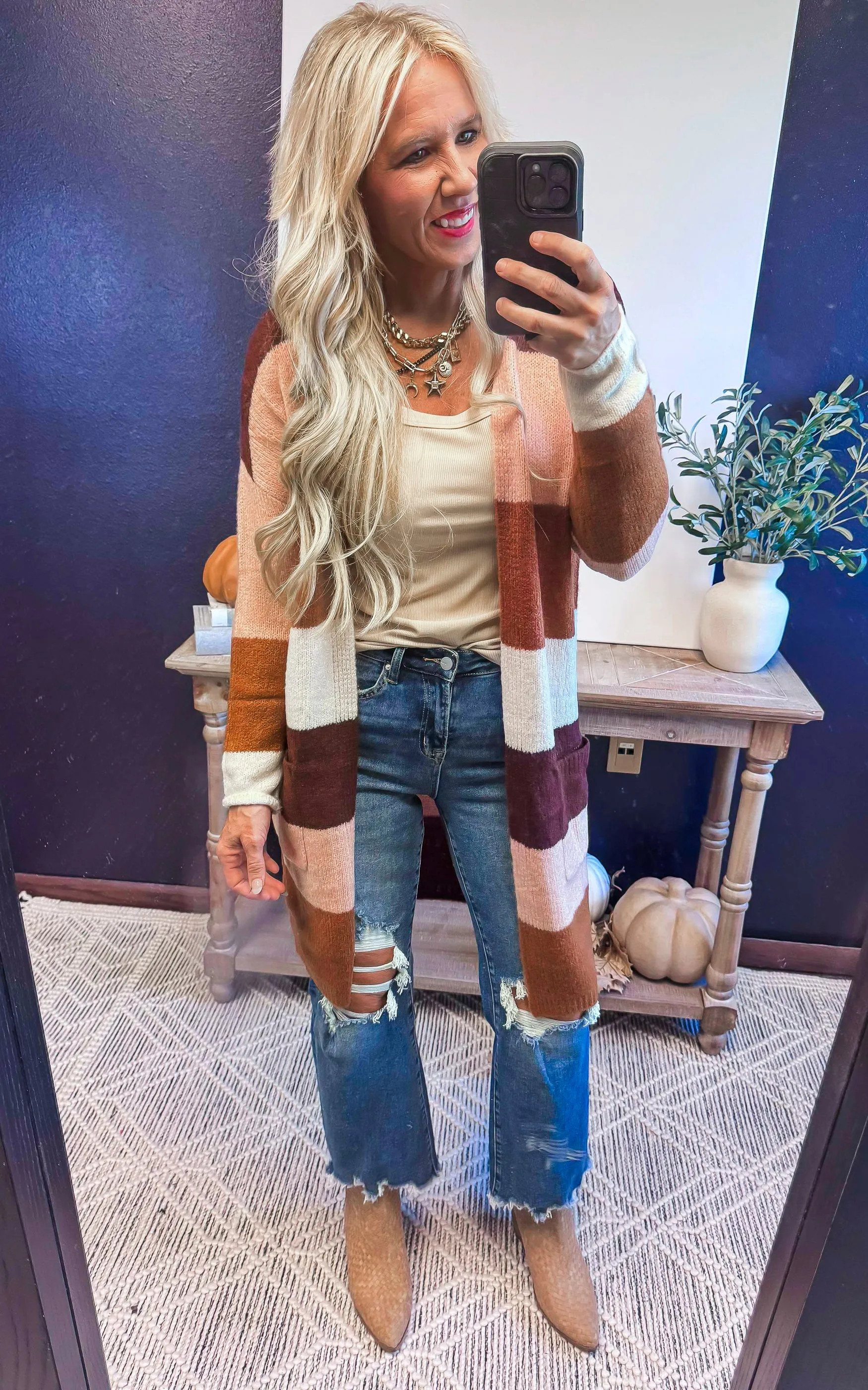 The Blush & Spice Cozy Long Colorblock Cardigan - Final Sale