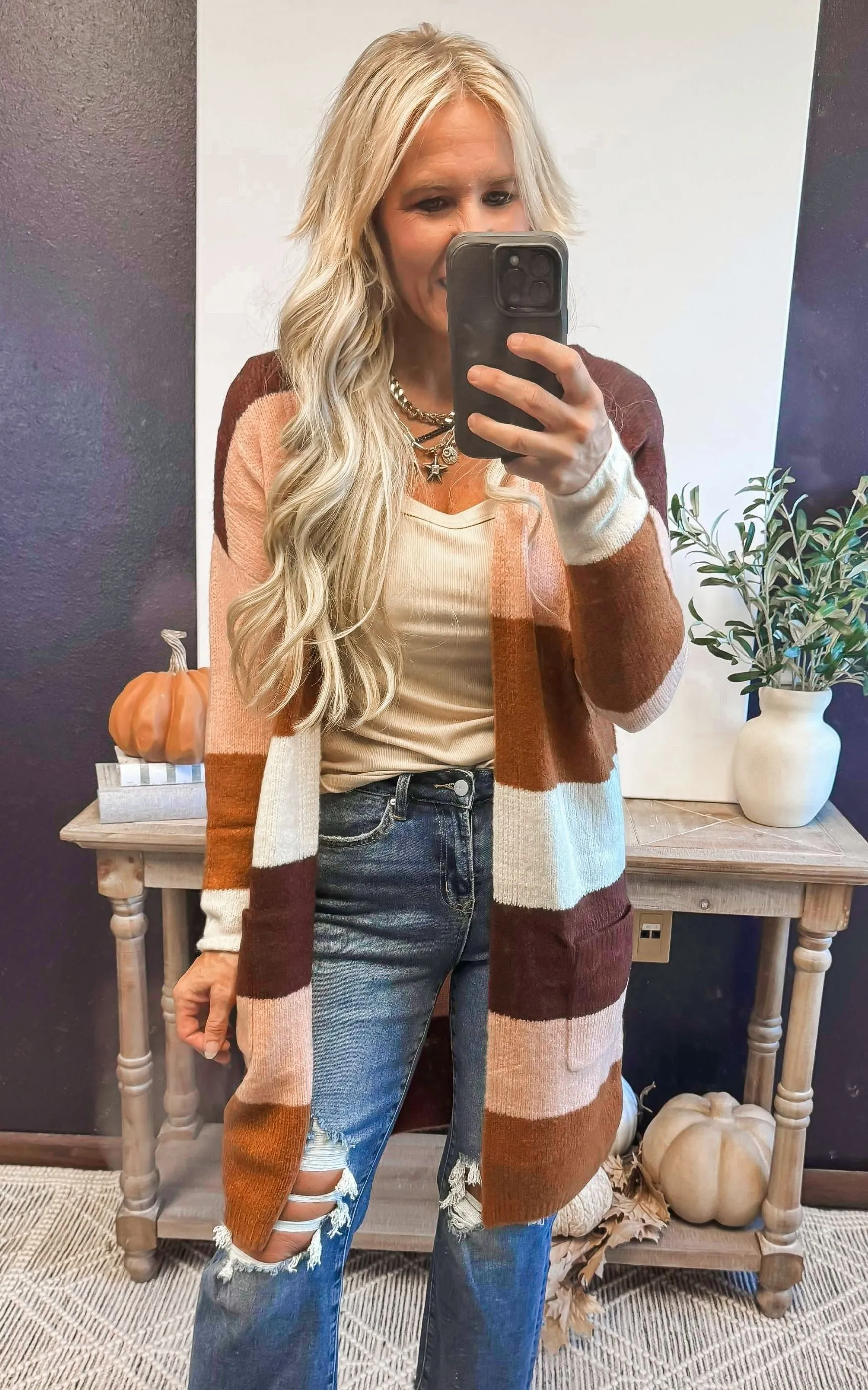 The Blush & Spice Cozy Long Colorblock Cardigan - Final Sale