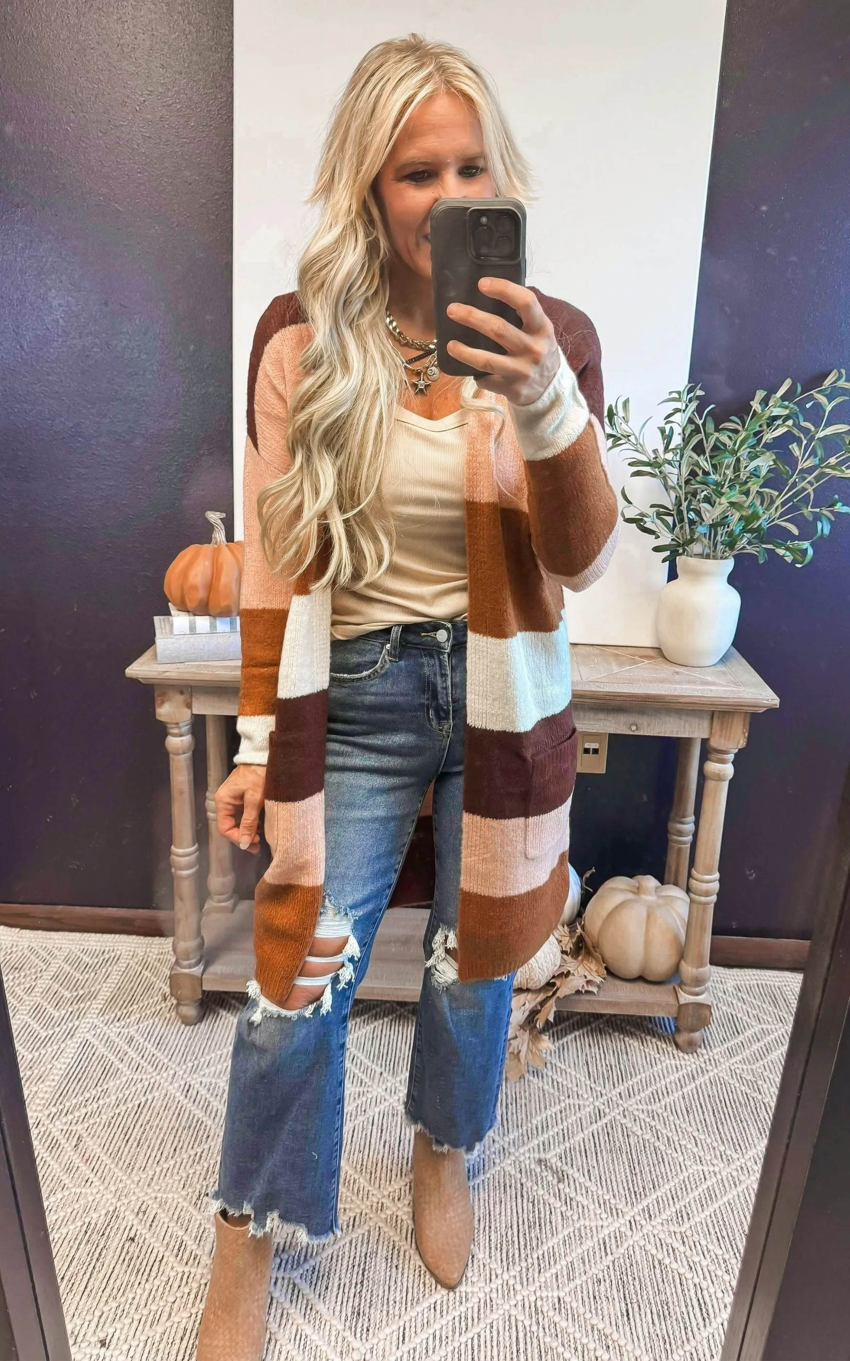 The Blush & Spice Cozy Long Colorblock Cardigan - Final Sale