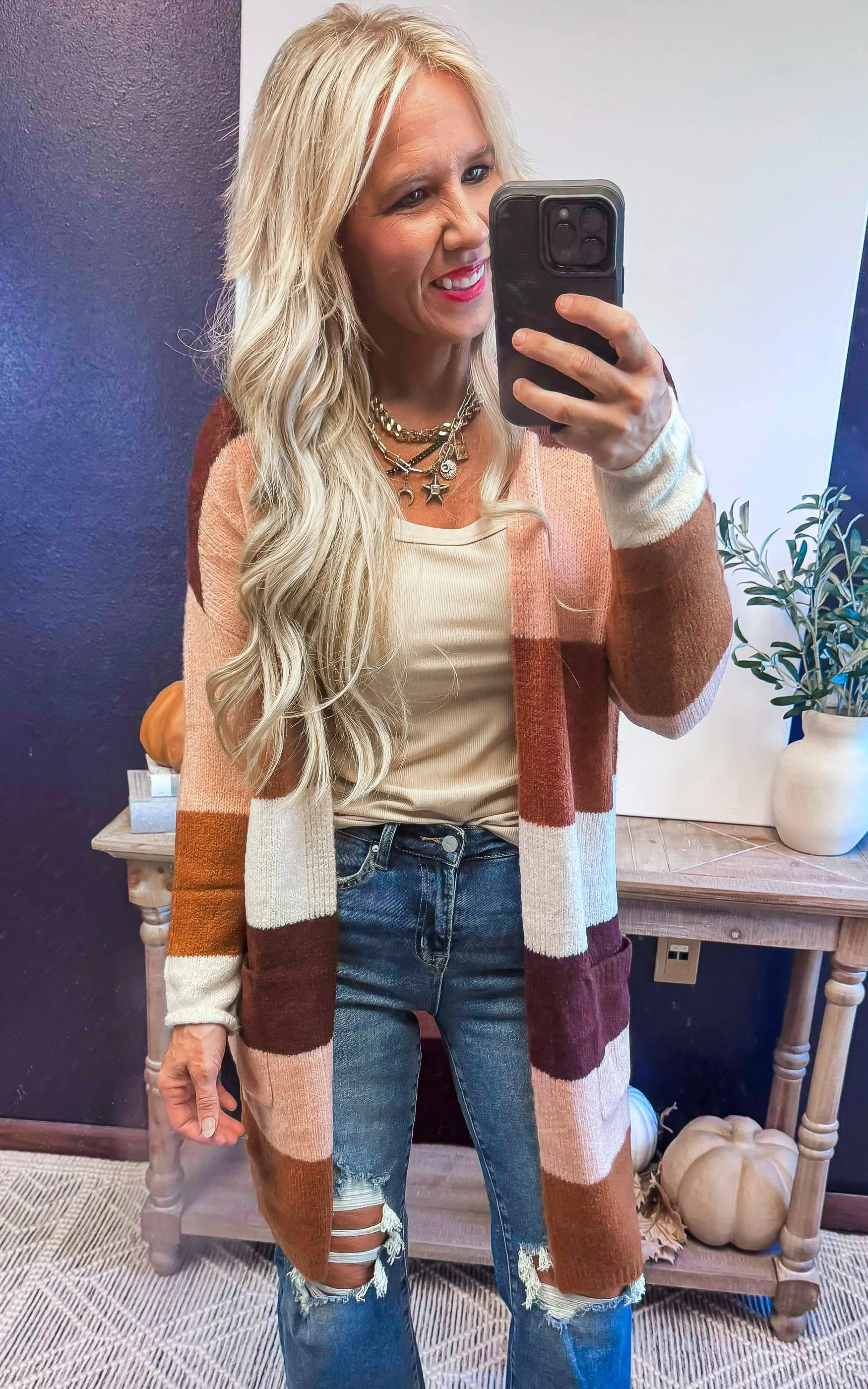 The Blush & Spice Cozy Long Colorblock Cardigan - Final Sale