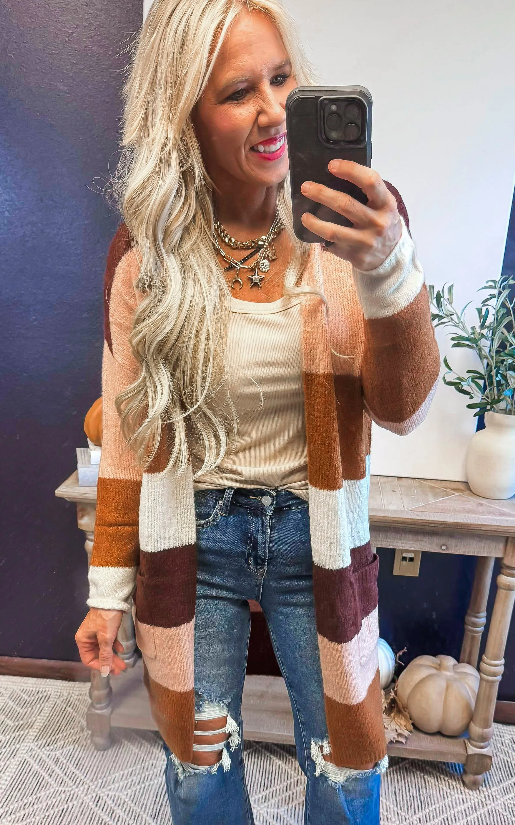 The Blush & Spice Cozy Long Colorblock Cardigan - Final Sale