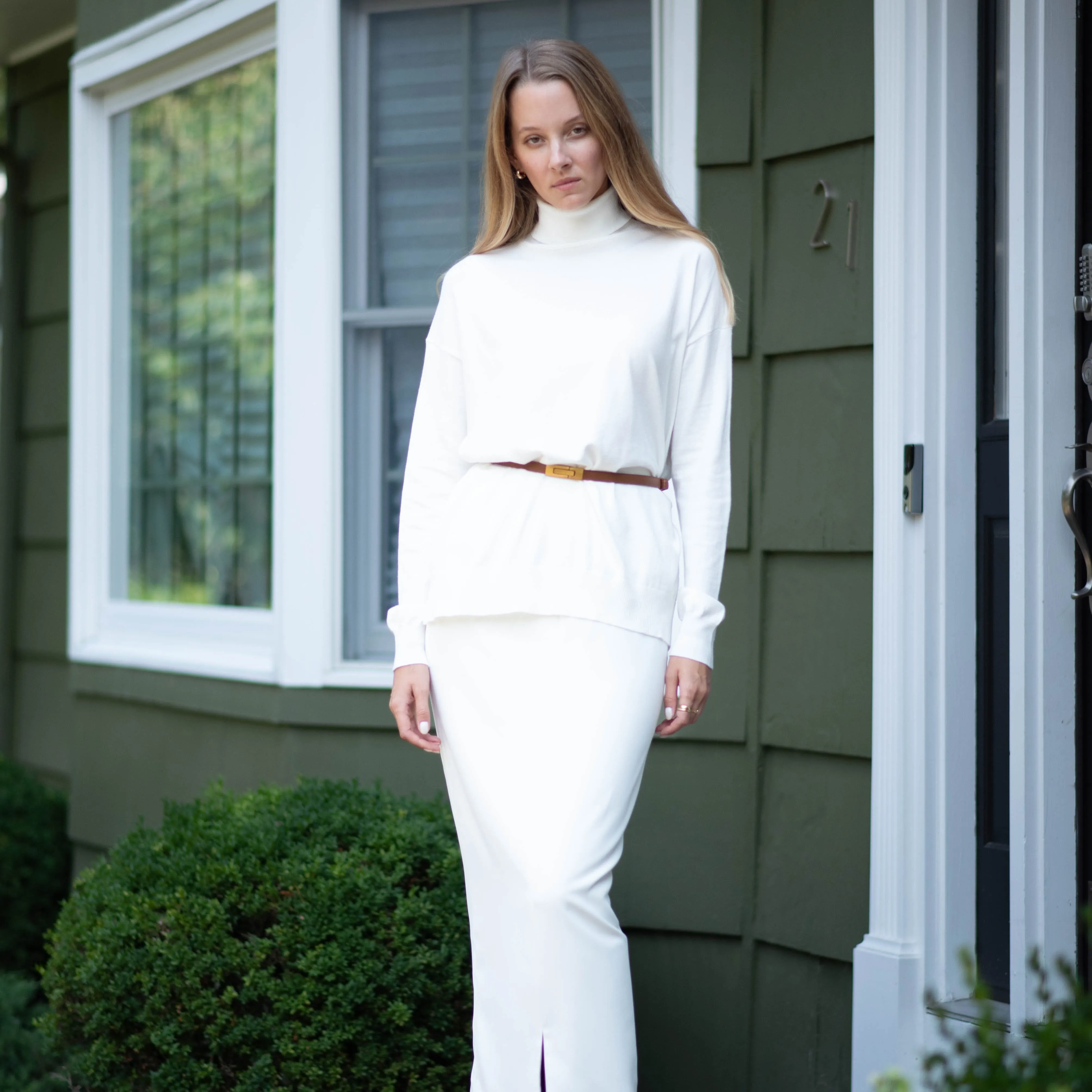 Tuxedo Skirt | White [Final Sale]