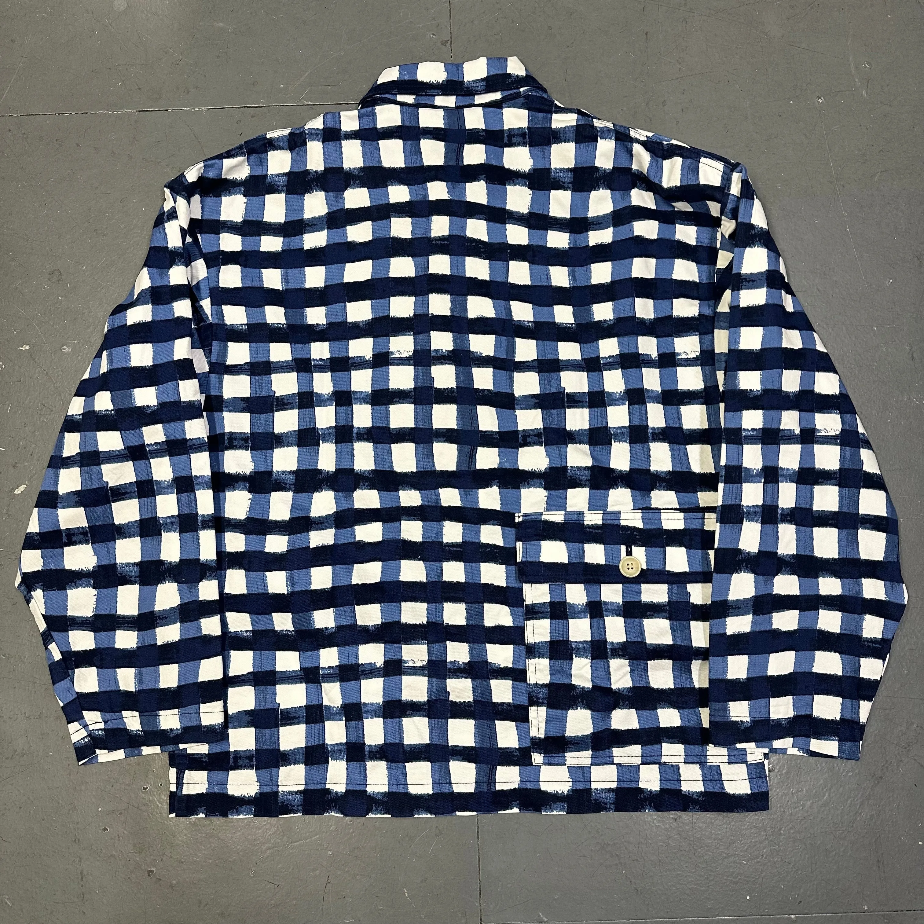 Uniqlo X Marni Collared Check Jacket In Blue & White ( M )