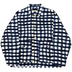 Uniqlo X Marni Collared Check Jacket In Blue & White ( M )