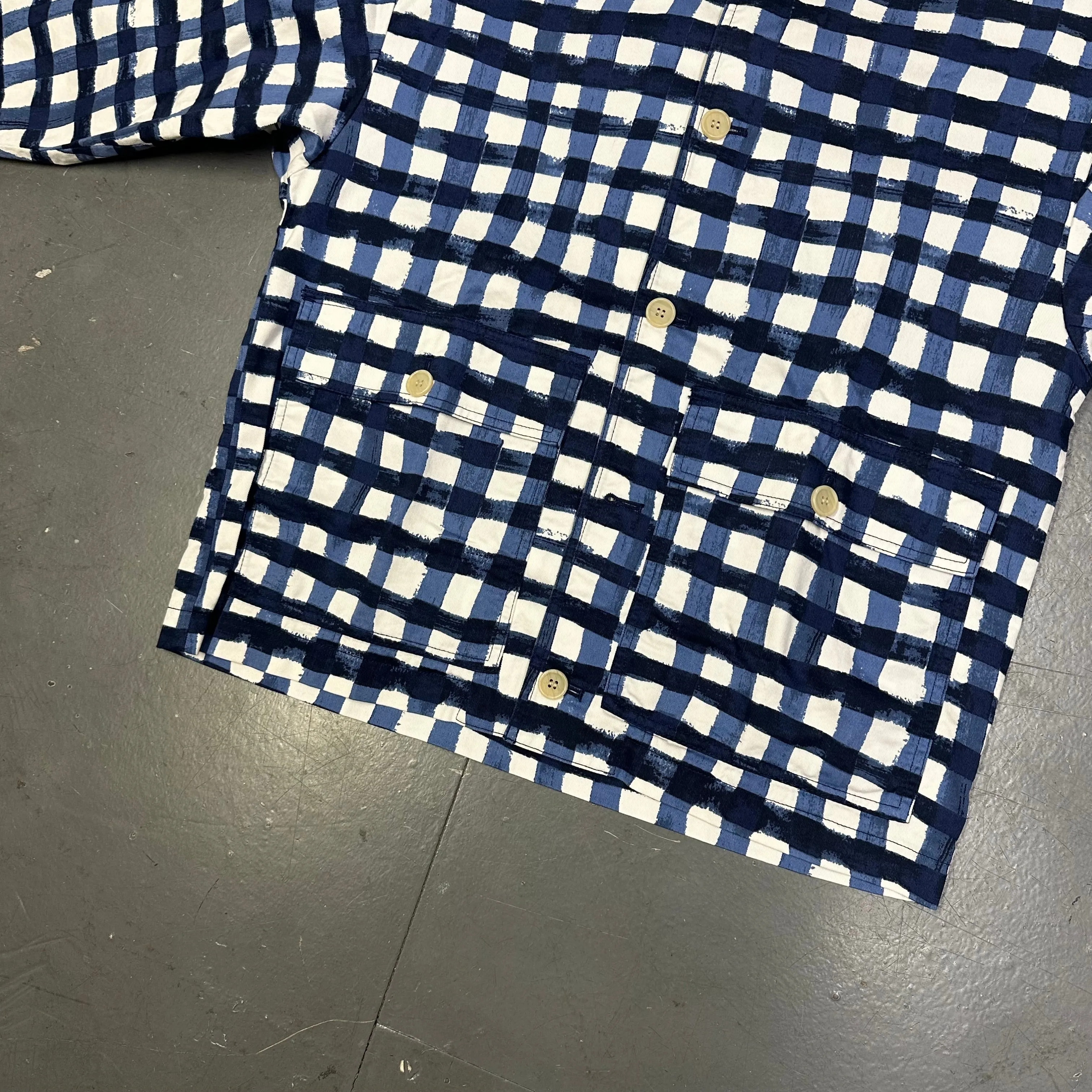 Uniqlo X Marni Collared Check Jacket In Blue & White ( M )